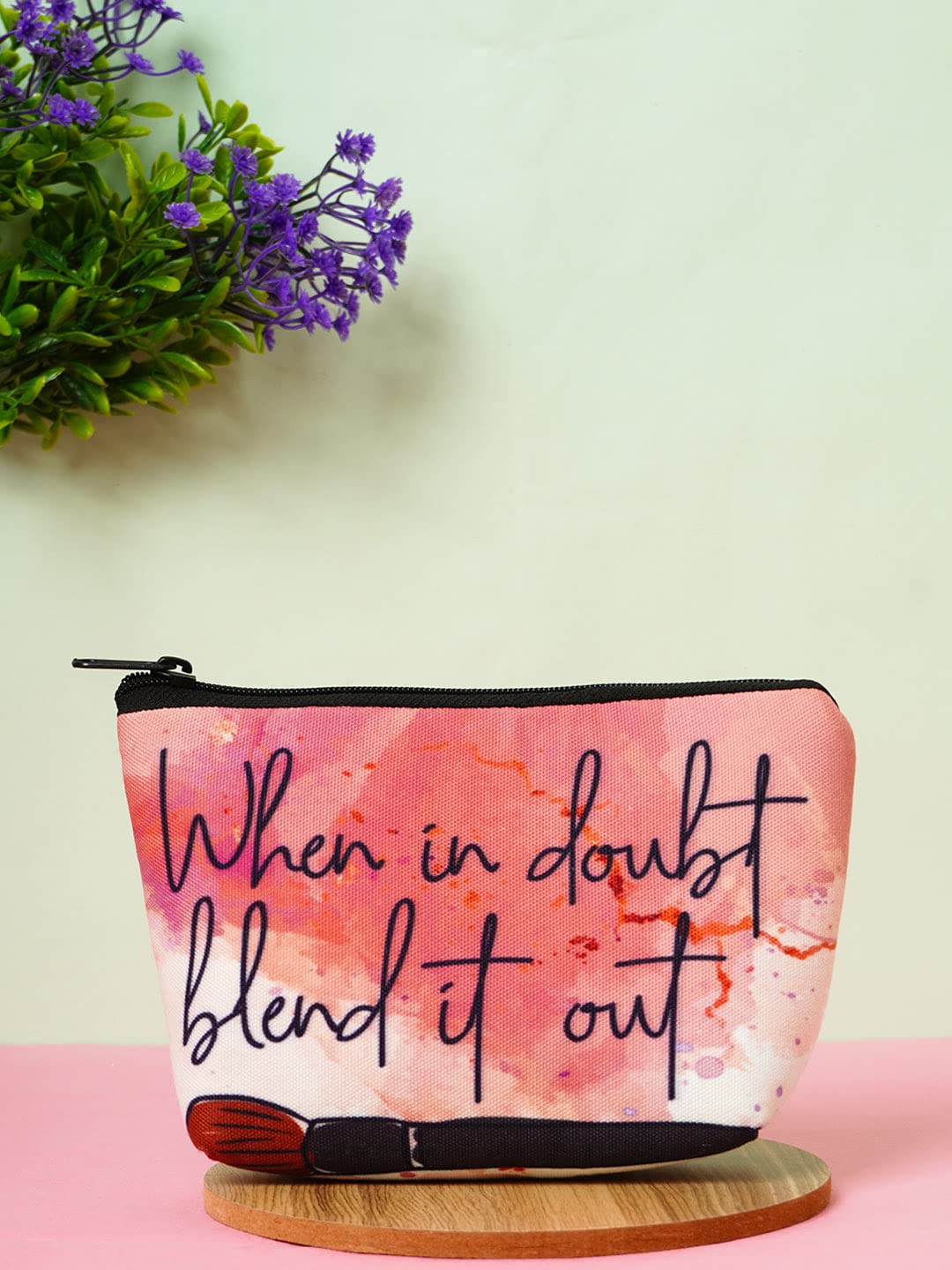 Crazyify Printed Makeup Pouch - Stylish Canvas Cosmetic Bag for Women | Travel Toiletry Organizer & Makeup Storage Bag | Perfect for Daily Use, Travel & Gift Giving