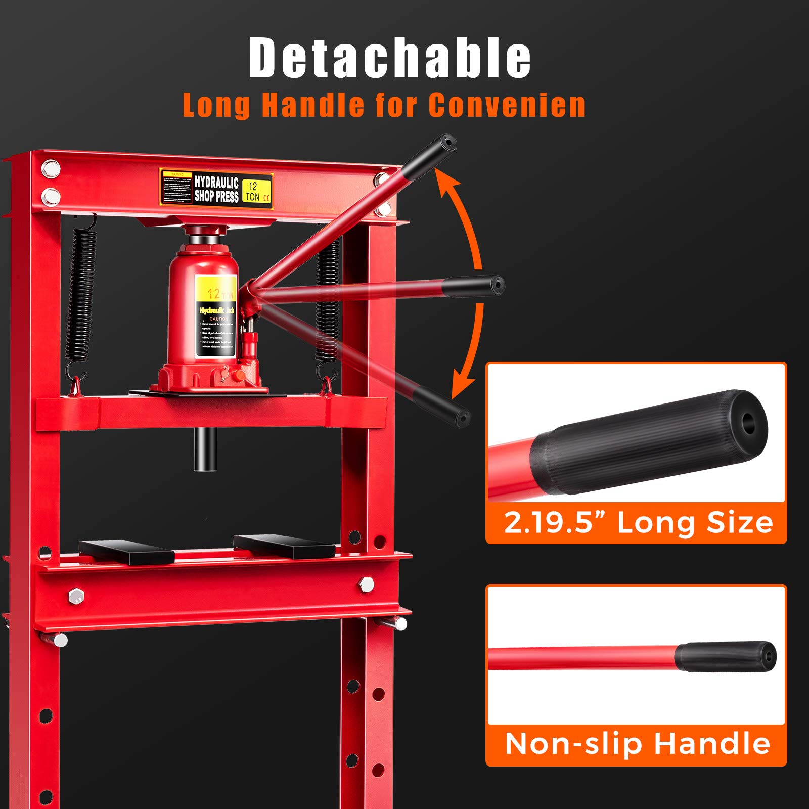 Goplus 12 Ton Hydraulic Shop Press - Heavy Duty H-Frame Floor Press with Adjustable Steel Plates & Work Table - Ideal for Bearing Removal, Gear Pressing & Metalworking Projects