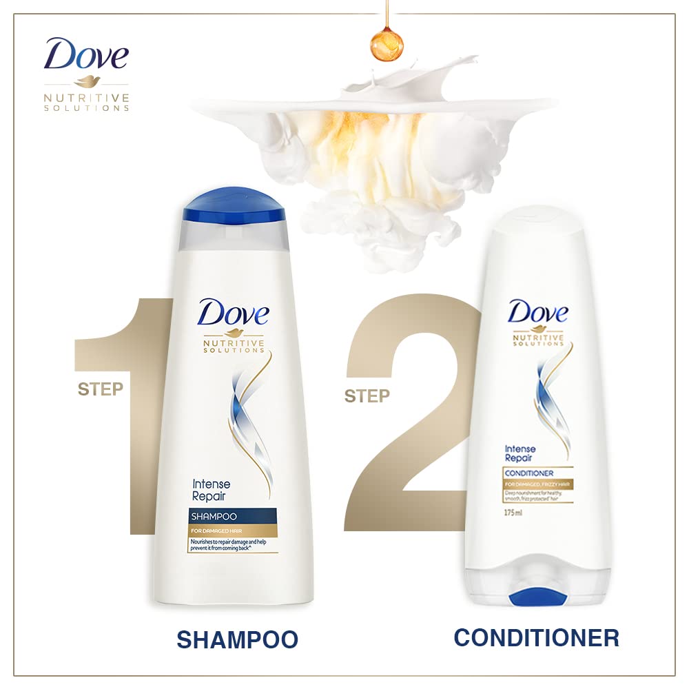 Dove Intense Repair Shampoo for Damaged Hair - Enriched with Fiber Actives to Repair, Smooth & Strengthen Hair - 180 ml Bottle - Perfect for Daily Hair Care & Damaged Hair Treatment