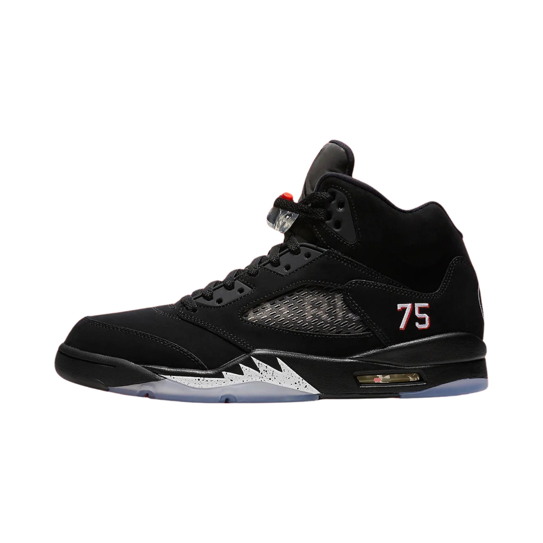 Air Jordan 5 Retro PSG Basketball Shoes - Black/Red/White Colorway for Men | Streetwear Sneakers & Sports Performance | Perfect for Basketball Games, Gym Workouts and Urban Fashion
