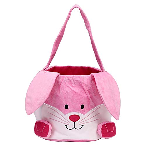 Easter Bunny Plush Basket for Kids - Personalized Easter Gift Bag with Candy Holder, Egg Hunt Tote & Decorations - Perfect for Easter Celebrations, Party Favors, and Spring Decor