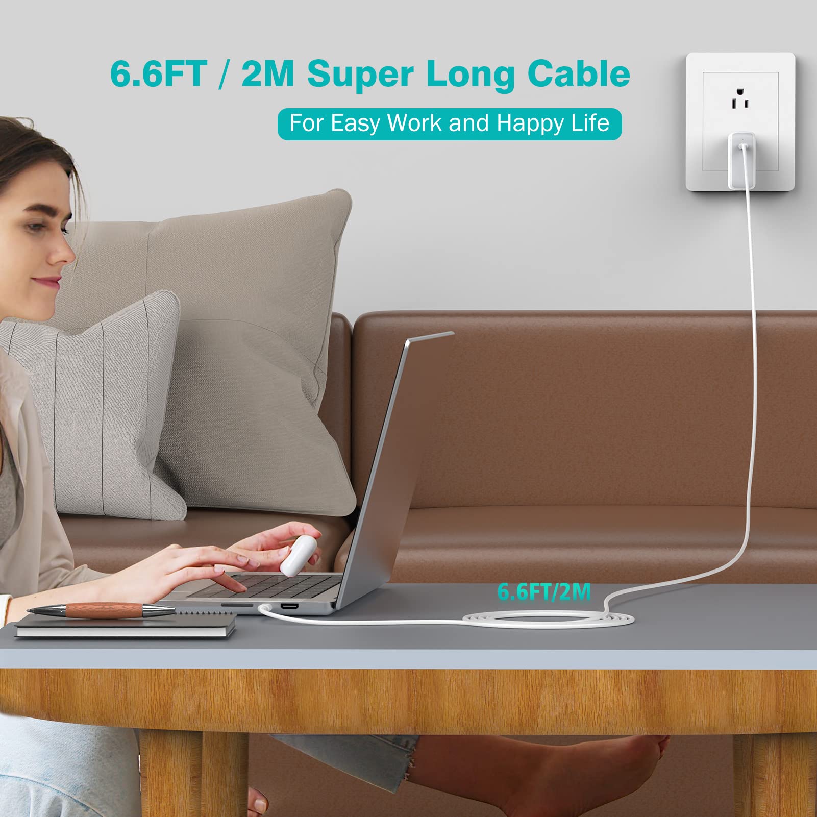 100W USB C to USB C Fast Charging Cable 6.6ft - PPS Compatible for MacBook Pro/Air, iPad Pro/Air/Mini, iPhone 16/15 Series, Samsung Galaxy - Perfect for Home, Office & Travel Charging