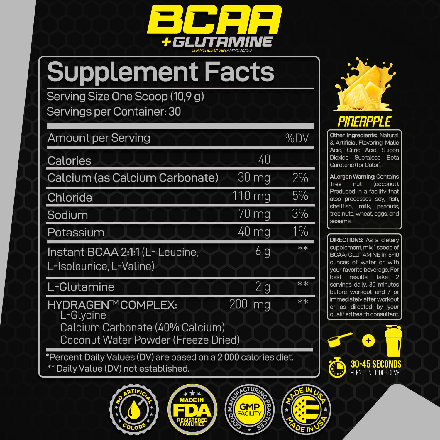 Forzagen BCAA Amino Acids Powder with Glutamine - Branched Chain Amino Acid Supplement for Pre & Post Workout - Muscle Recovery & Lean Energy Powder (30 Servings) | Ideal for Gym, Fitness & Athletic Performance