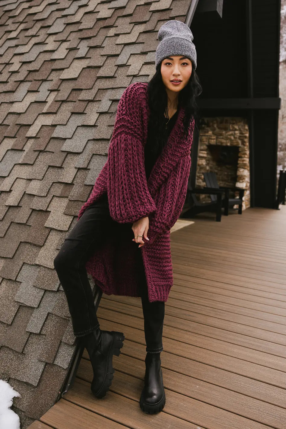 Marlee Long Cardigan in Purple - Soft & Stylish Women's Cardigan Sweater for Fall & Winter | Perfect for Layering, Office Wear & Casual Outfits