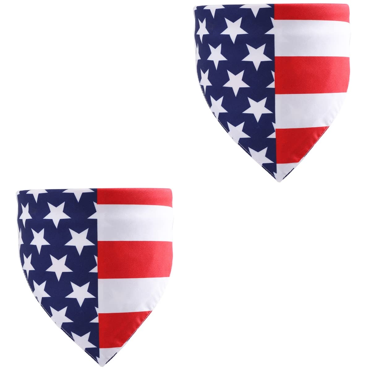 2 Pack Patriotic Dog Bandanas - American Flag Triangle Scarf for Small Dogs, July 4th Independence Day Pet Accessories - Perfect for Festivals, Parties & Patriotic Events (Red White Blue Polyester)