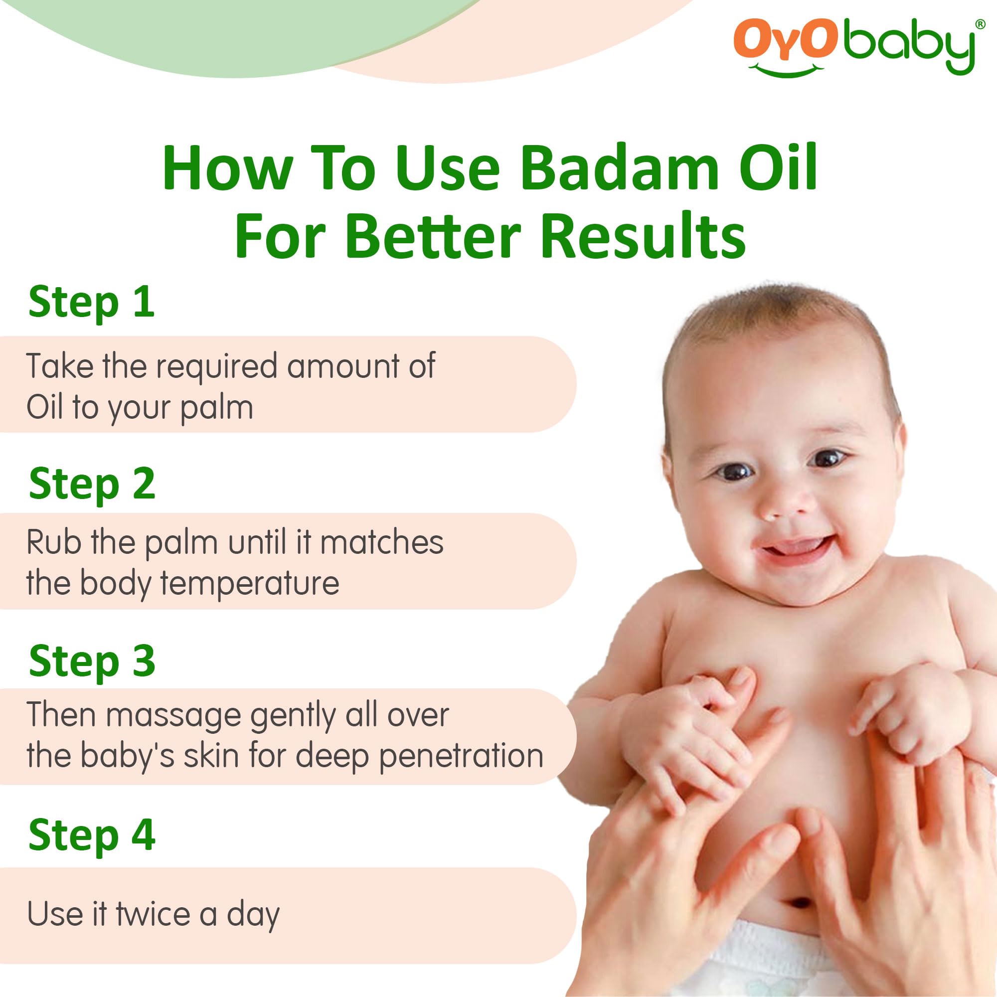 OYO BABY 100% Pure & Natural Almond Massage Oil for Babies - 100ml | Promotes Faster Physical Growth, Stronger Bones & Muscles | Cold Pressed Baby Hair Oil | Ideal for Infant Massage, Skin Hydration & Hair Care