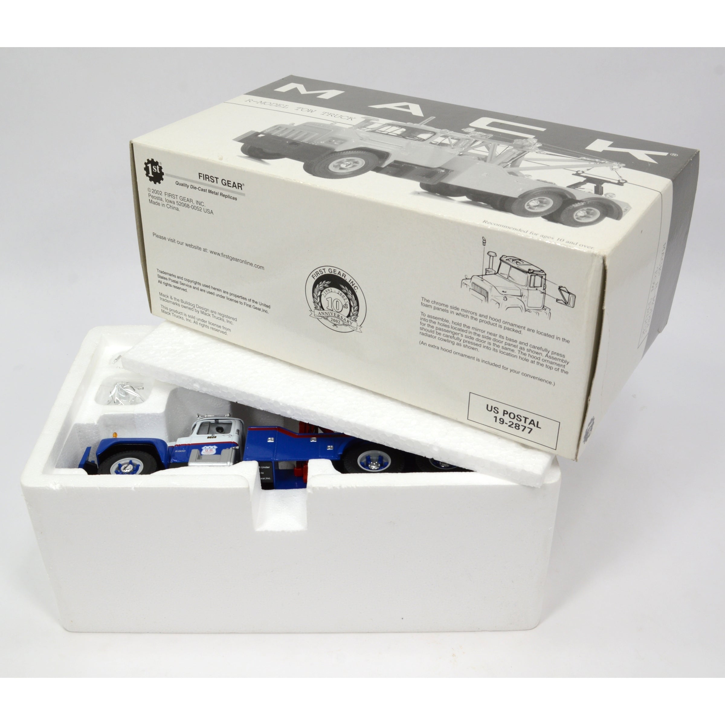 1:34 Scale FIRST GEAR MACK R MODEL Diecast Tow Truck Wrecker - US Postal Service Replica - Perfect for Collectors, Model Displays & Truck Enthusiasts