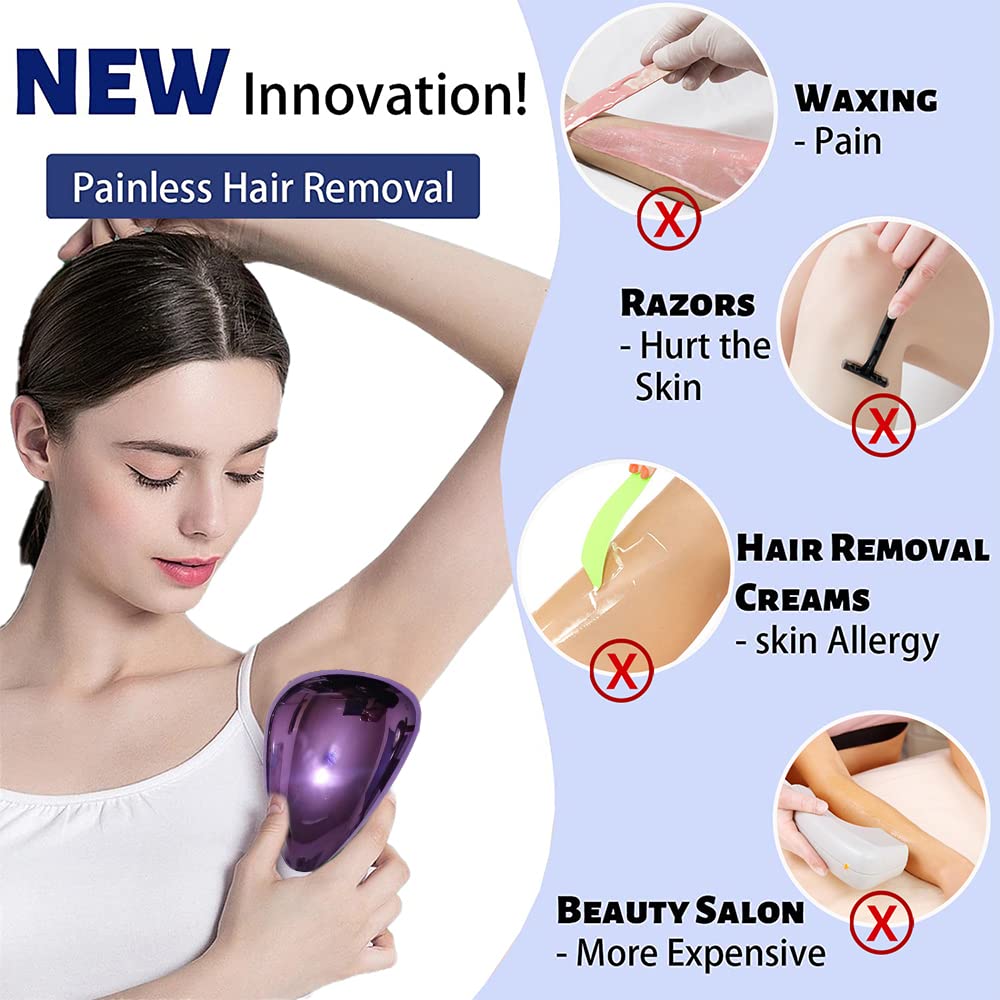 Premium Crystal Hair Removal Stone for Women - Painless Hair Eraser & Remover for Smooth Skin | At-Home Hair Removal for Legs, Arms & Bikini Line (Black)