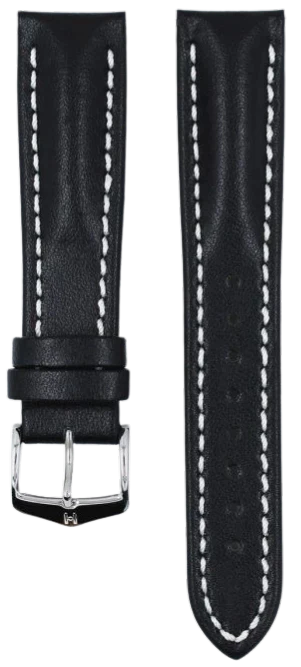 Hirsch Heavy Calf Black 24mm Watch Band - Premium Leather Strap for Men's Watches | Perfect for Dress Watches, Business & Formal Occasions