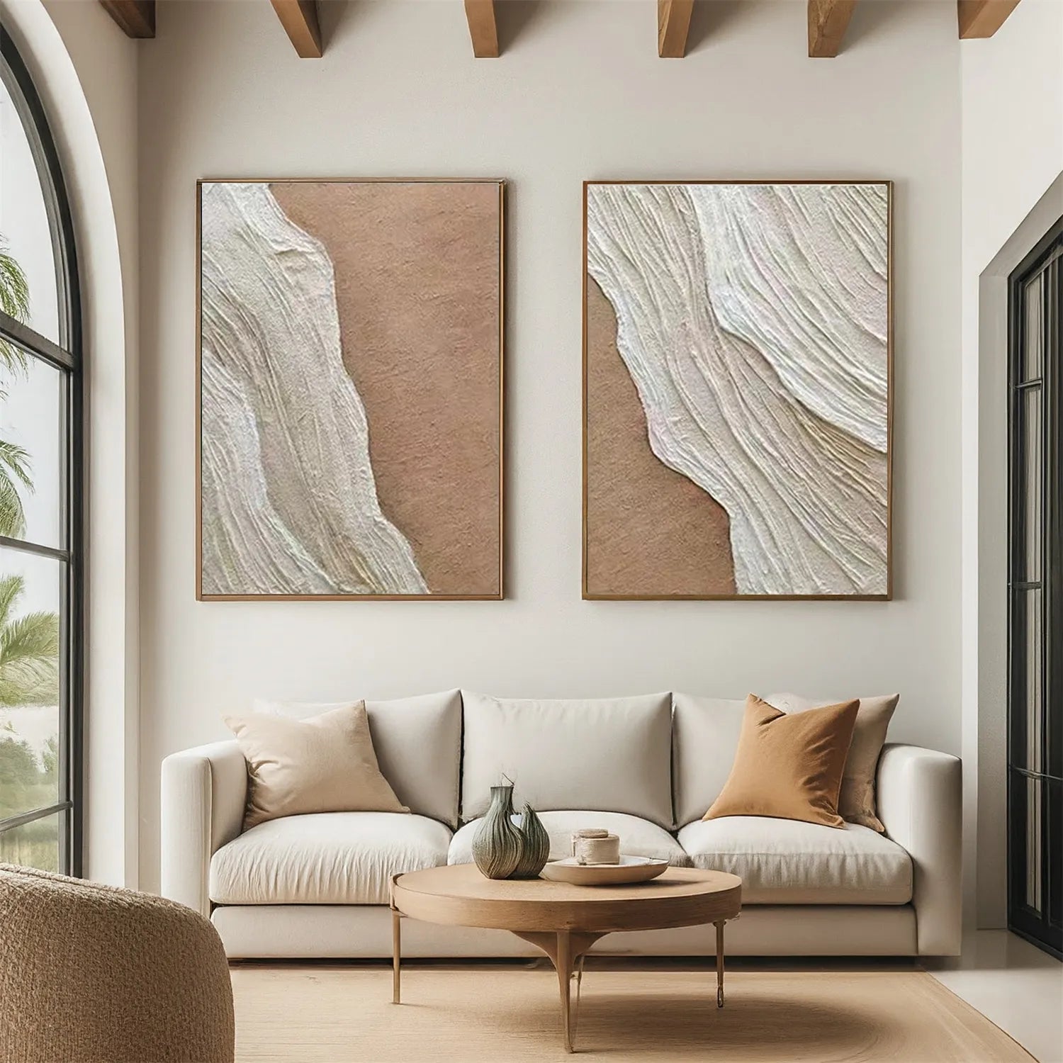 Ocean and Sky Painting Set of 2 - Modern Coastal Wall Art for Living Room & Bedroom Decor - Ready to Hang Canvas Prints - Perfect for Beach House or Office Wall Decor
