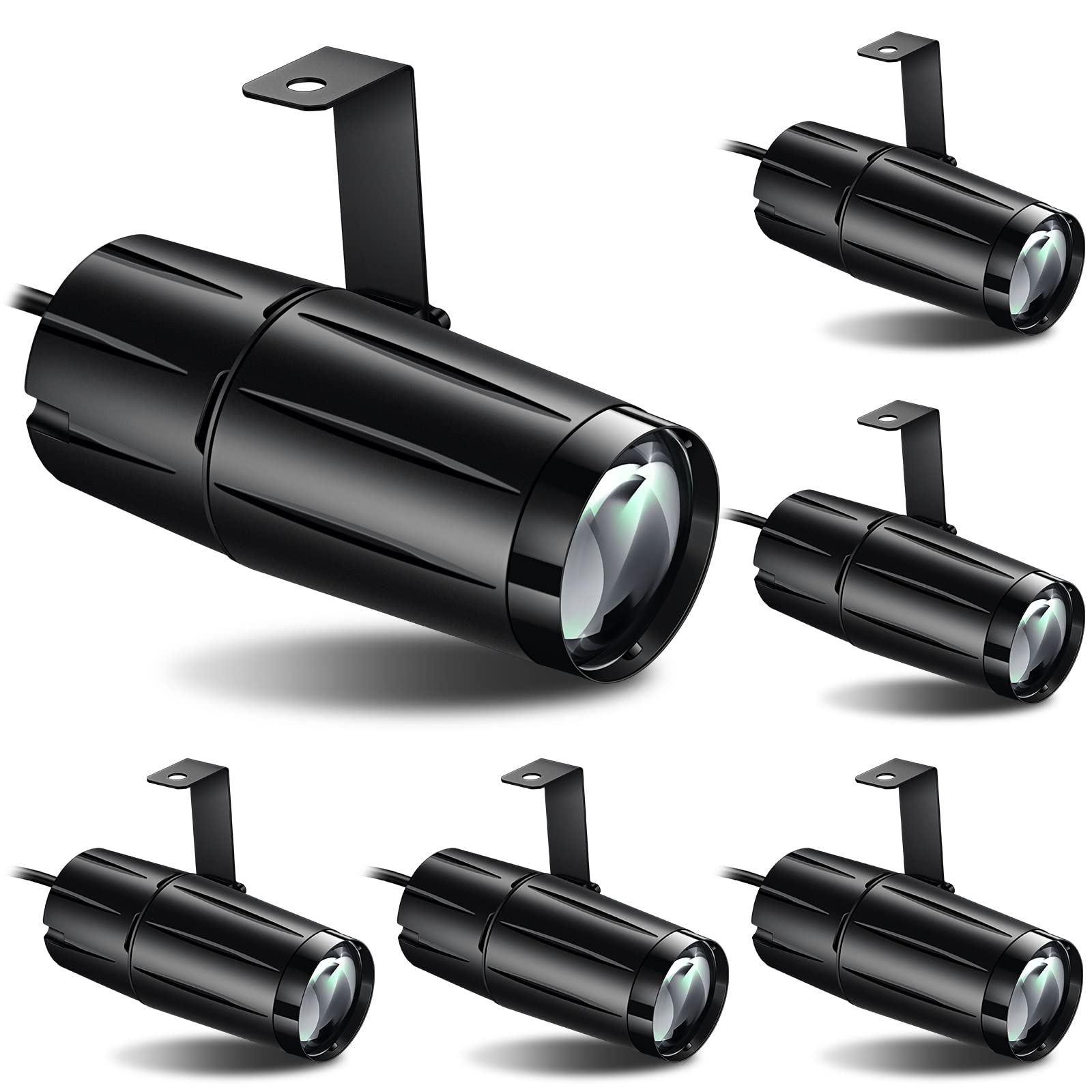 6-Piece LED Disco Ball Spotlight Kit - White Pin Spot Light with Narrow Beam for Stage, DJ Events, Parties & Bars | Perfect for Dance Floors, Weddings & Nightclubs