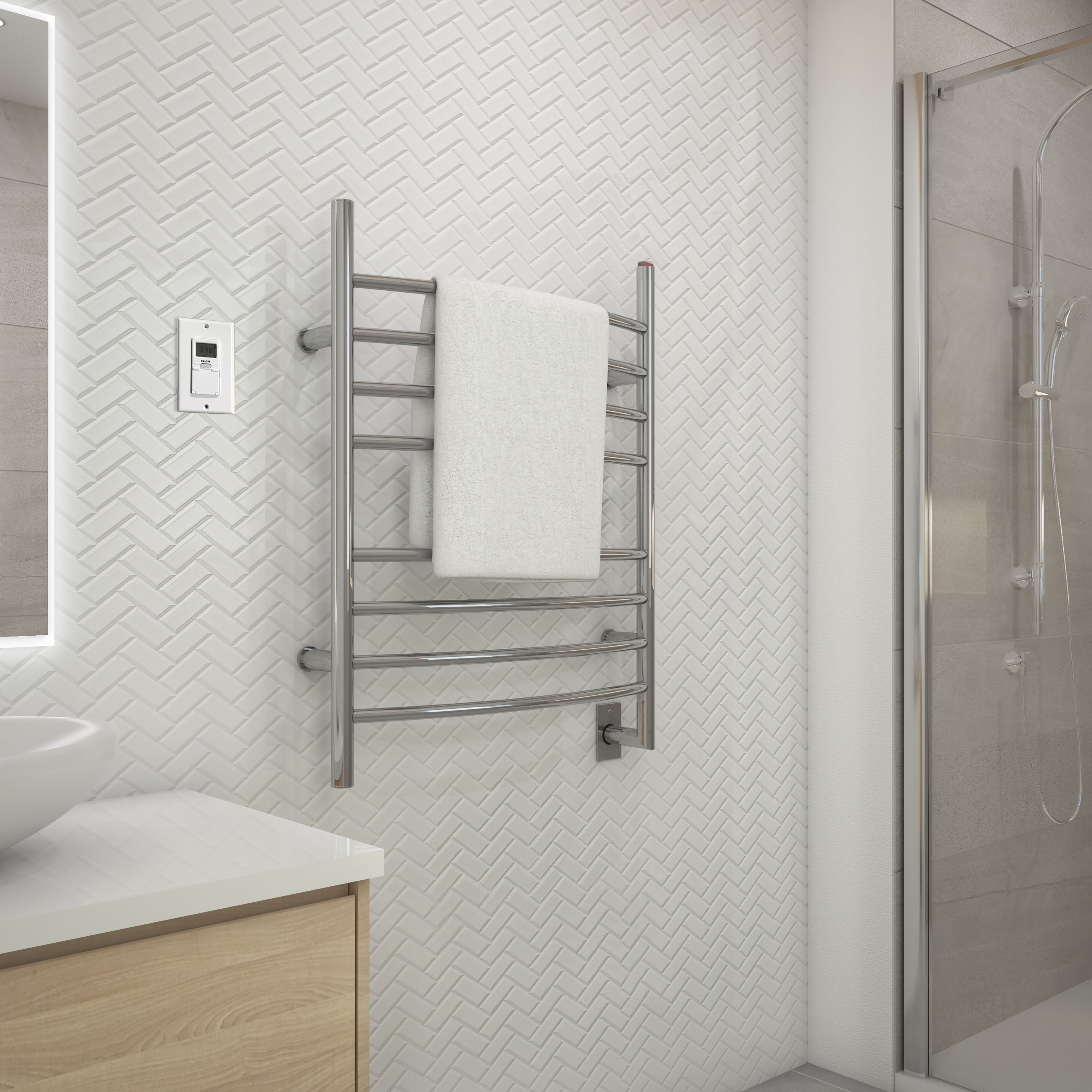 8 Bar Hardwired Stainless Steel Towel Warmer - Premium Bathroom Heated Towel Rack for Spa, Luxury Hotels & Home Use