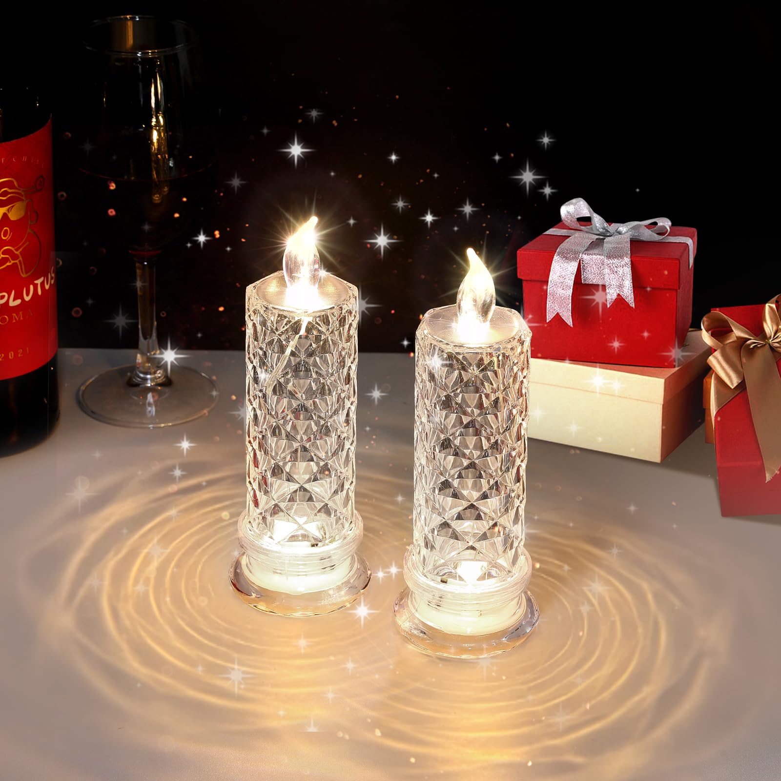 Haotao LED Candles [2 Pack] - Flameless Battery Operated Decorative Candles with Timer - Perfect for Home Decor, Weddings, Anniversaries, Romantic Dinners & Valentine's Day Gifts | Creates Cozy Ambiance for Parties, Proposals & Holiday Decorations
