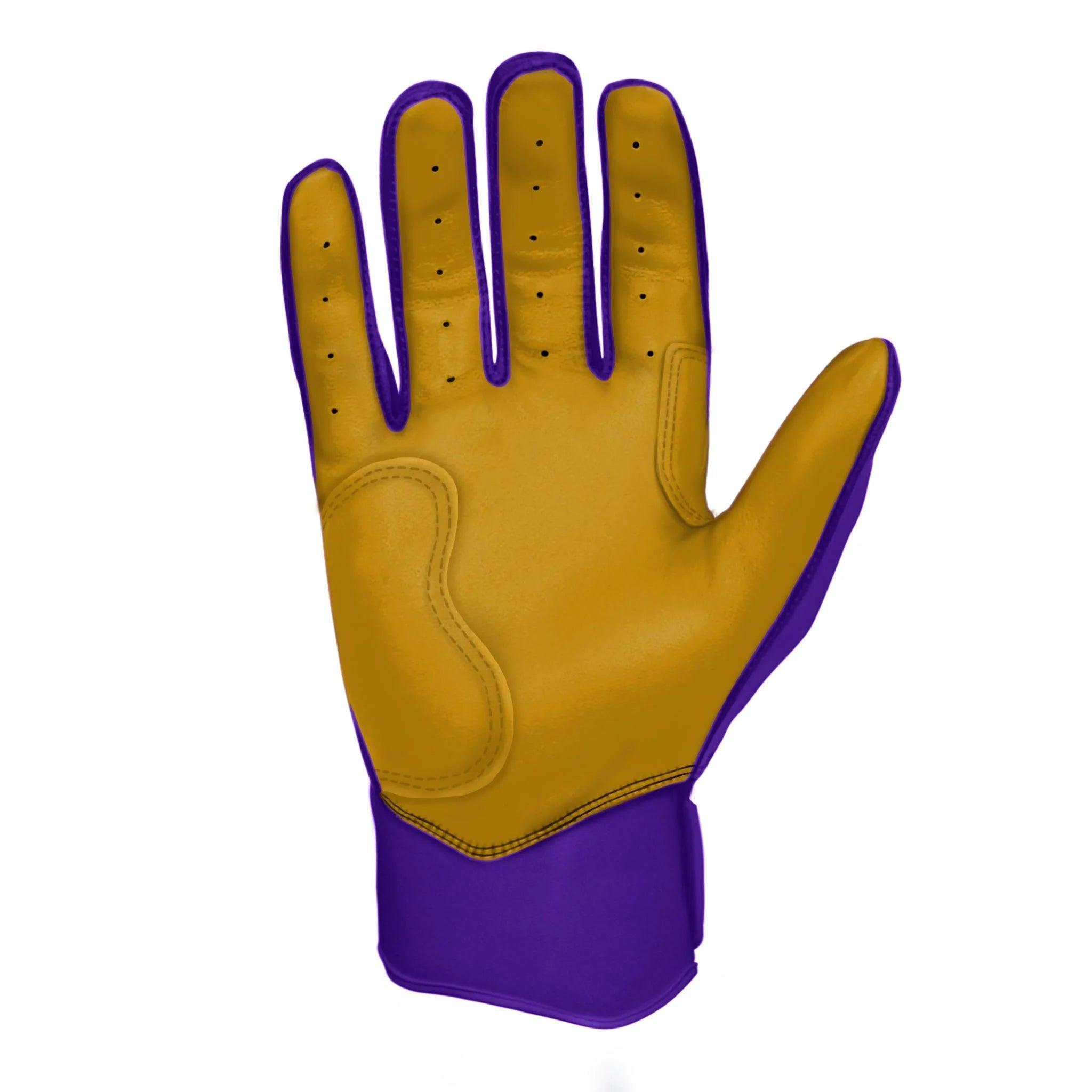 Bruce Bolt PREMIUM PRO Short Cuff Batting Gloves - Purple Baseball Gloves for Hitting & Fielding | Durable Grip for Baseball, Softball & Training | Youth & Adult Sizes Available