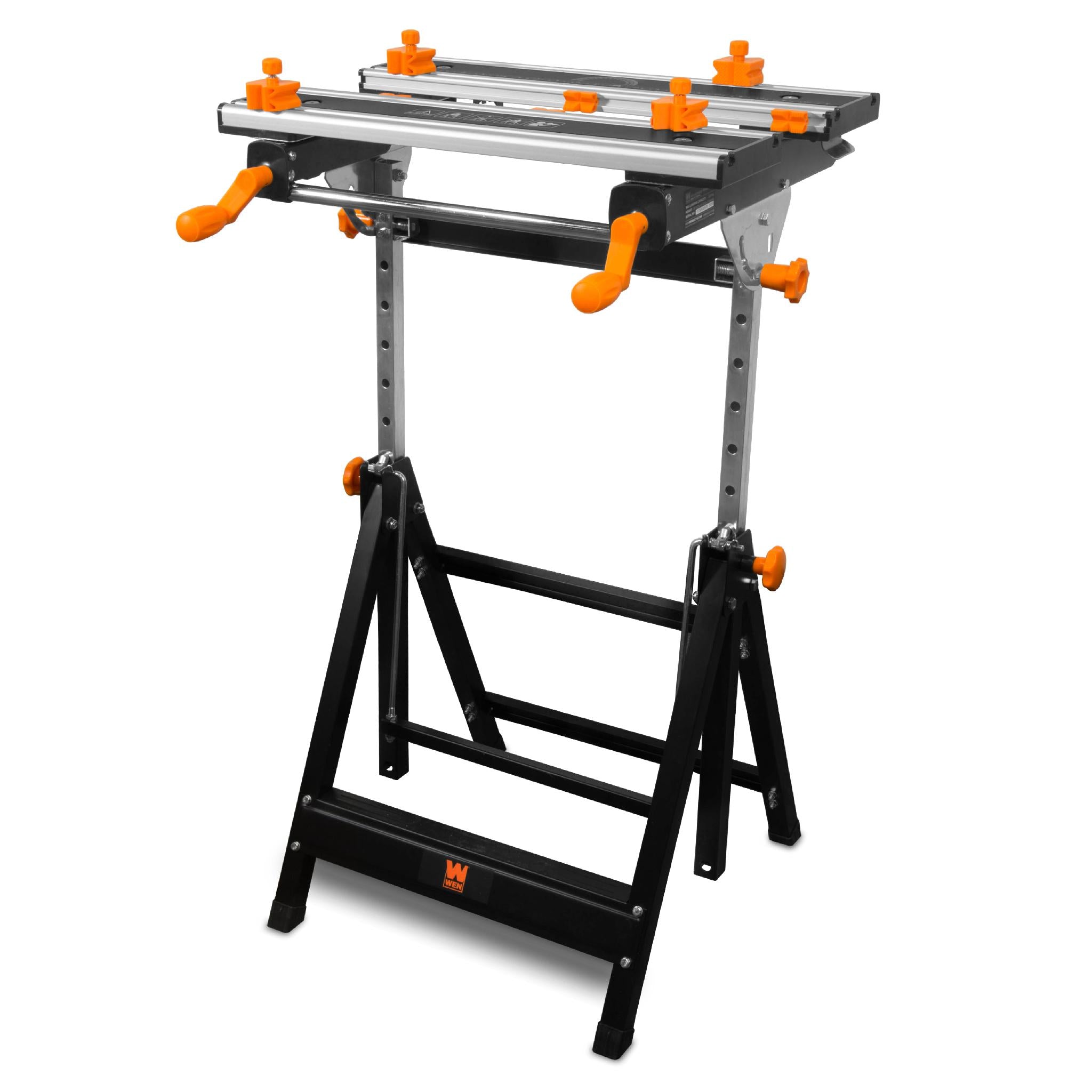 WEN WB2322T 24-Inch Adjustable Height Steel Workbench with Tilting Top & 8 Sliding Clamps - Portable Work Table for Woodworking, DIY Projects & Home Garage Use
