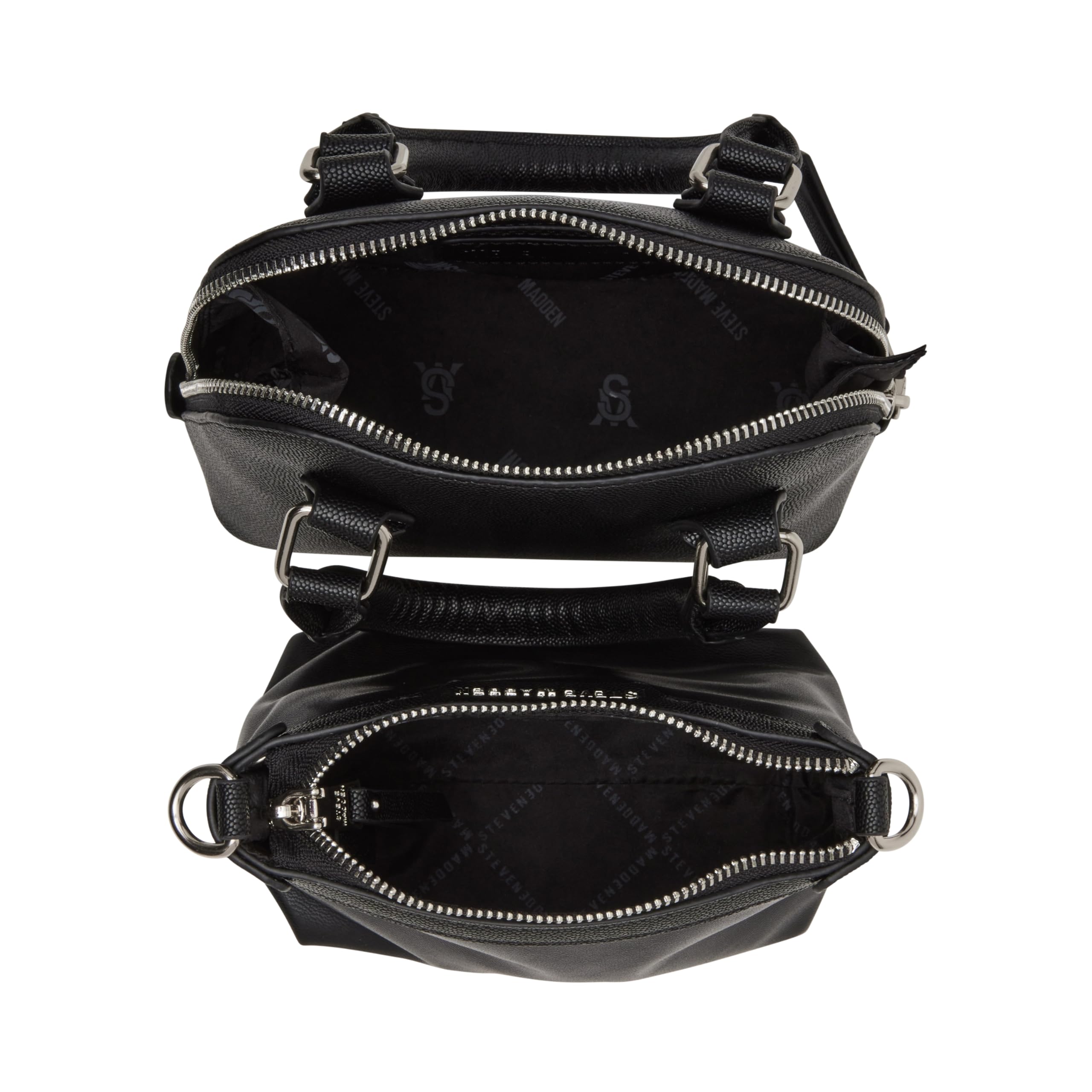 Steve Madden Warren Satchel Handbag Gift Set - Black Leather Crossbody Purse for Women, Perfect for Work, Travel & Everyday Use