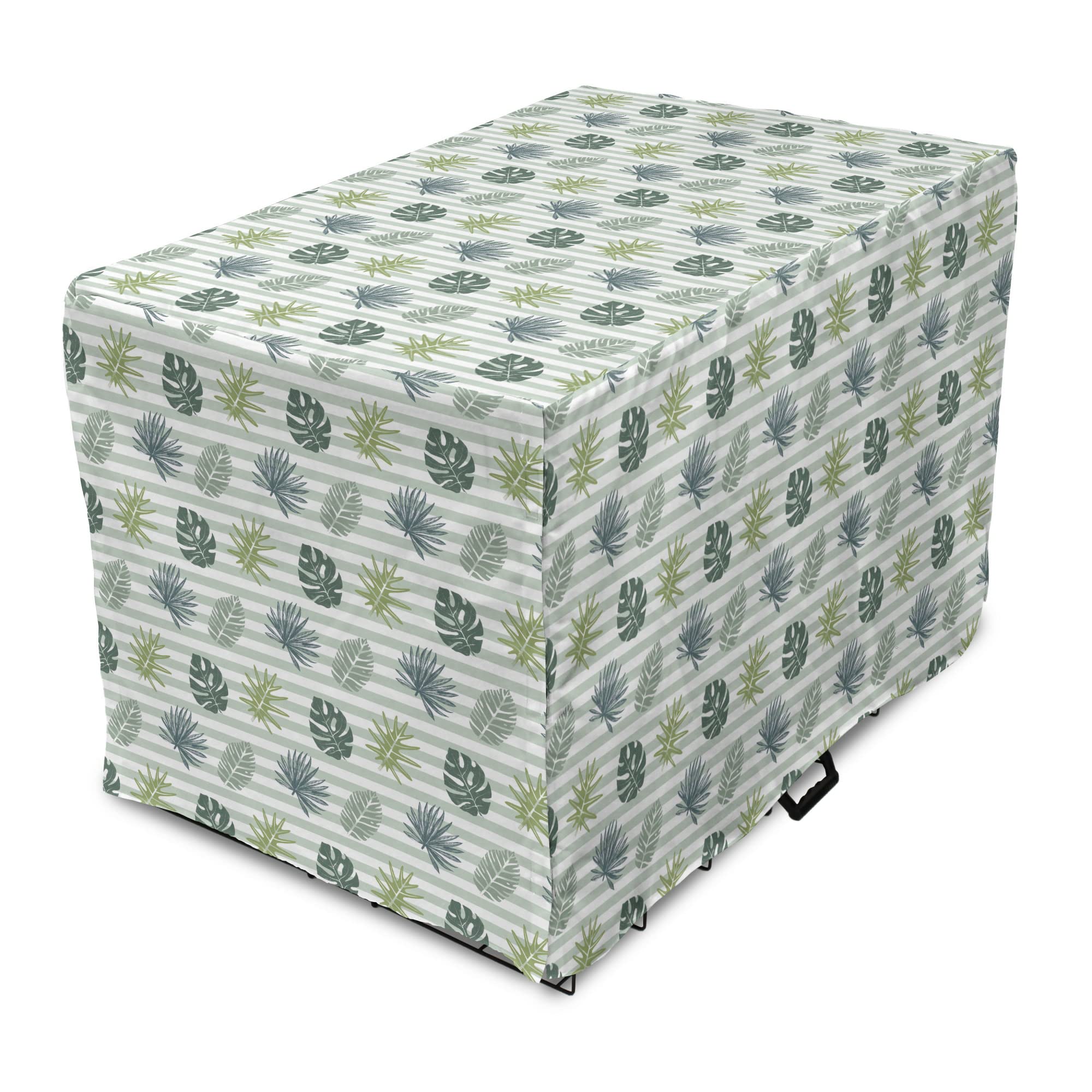 Vintage Palm Dog Crate Cover with Monstera Leaf Print - 48 Inch Sage Green Pet Kennel Cover for Medium & Large Dogs | Breathable, Easy to Use Dog Crate Cover for Home, Travel & Outdoor Use