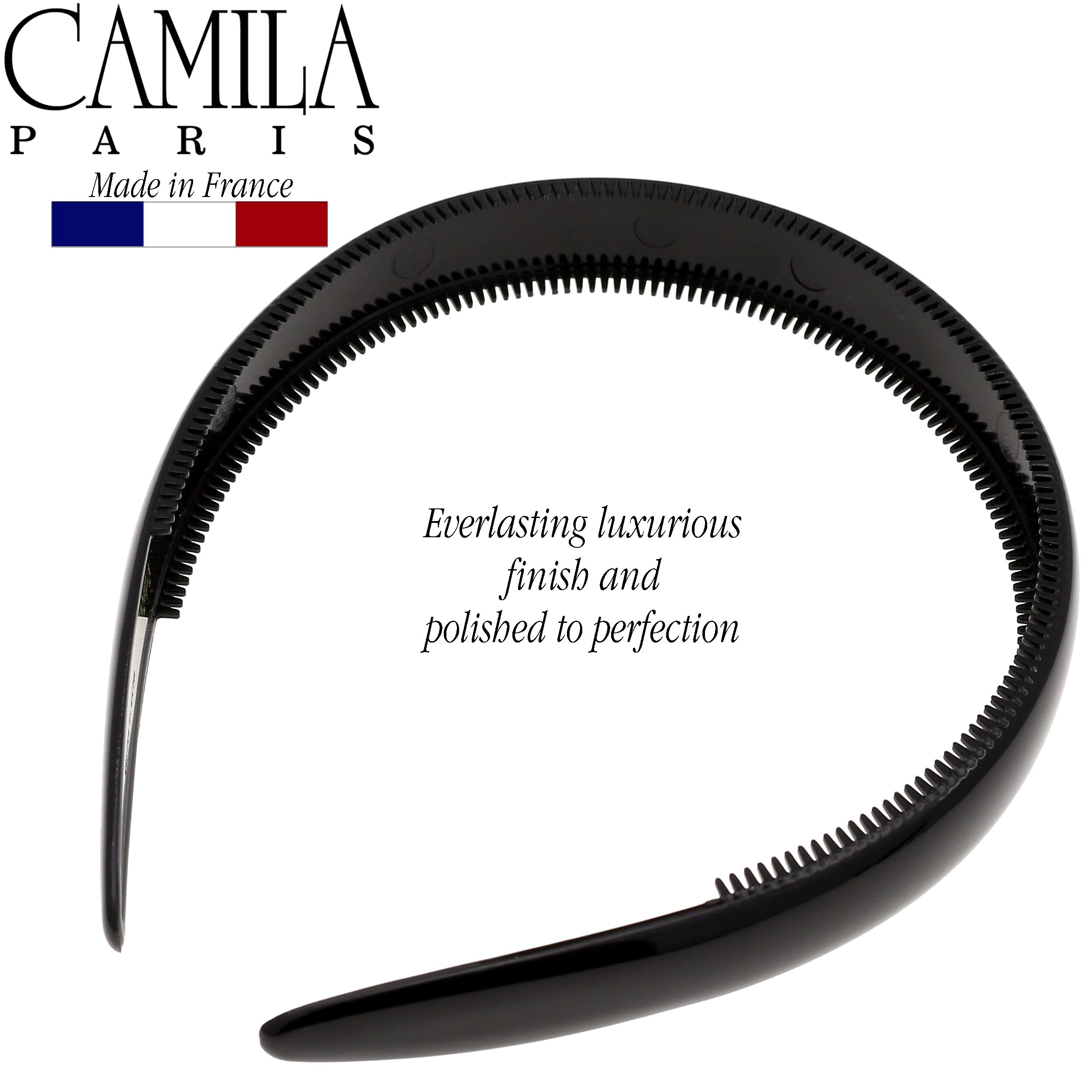 Camila Paris CP3012 French Fashion Headband for Women - Flexible Non-Slip Hairband with Teeth for Strong Hold | Durable Cellulose Hair Accessory Made in France | Perfect for Workouts, Weddings & Everyday Styling