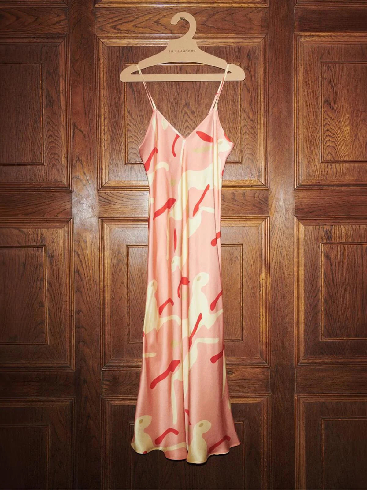 90s Vintage Slip Dress with Rabbit Amaranth Print - Elegant Flowy Nightgown for Women | Perfect for Lounge Wear, Date Nights & Special Occasions