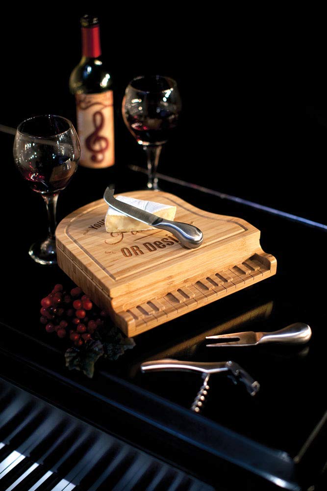 Personalized Bamboo Charcuterie Board Set with Cheese Knives - Elegant Piano Design for Wine, Cheese, Crackers & Meat - Perfect for Entertaining, Housewarming & Holiday Gifts - Ideal for Dinner Parties, Wine Tastings & Charcuterie Spreads