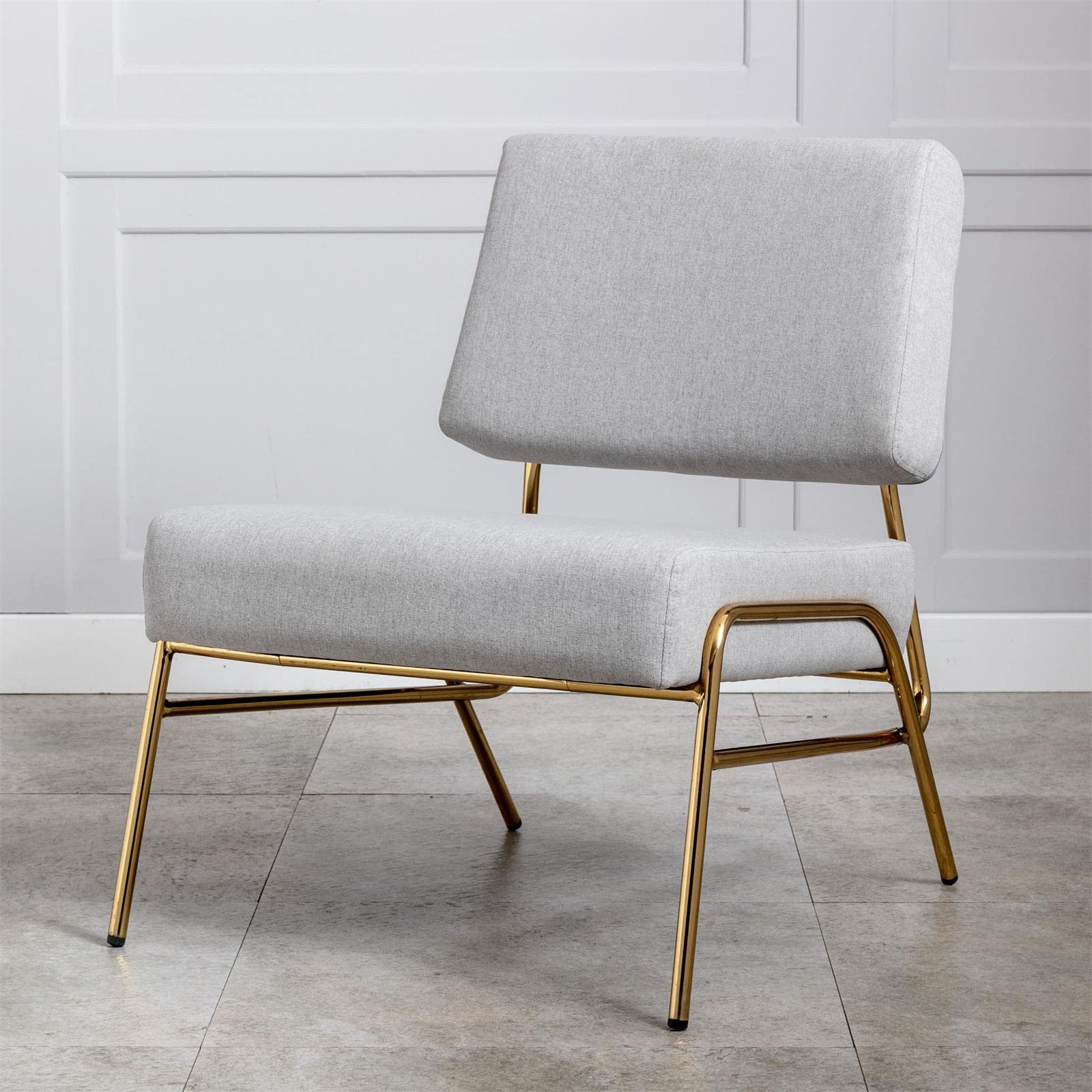 NYDCTHOM Comfortable Single Sofa Chair with Sturdy Wire Metal Frame, Armless Accent Lounge Chair for Living Room, Bedroom & Studio - Soft Grey Linen Fabric | Perfect for Relaxing, Reading & Small Space Decor