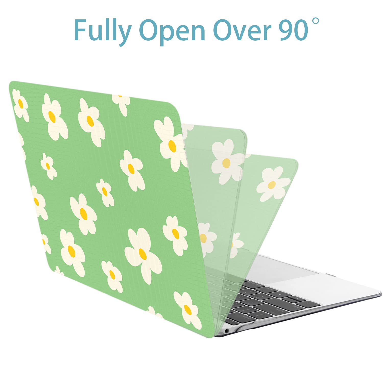KSK KAISHEK Protective Case for MacBook Air 13 inch (2018-2020 Release) - Compatible with A2337 M1, A2179, A1932 Models | Durable Plastic Crocodile Pattern Cover with Keyboard Protector in Green & Floral Design | Perfect for Work, School & Travel