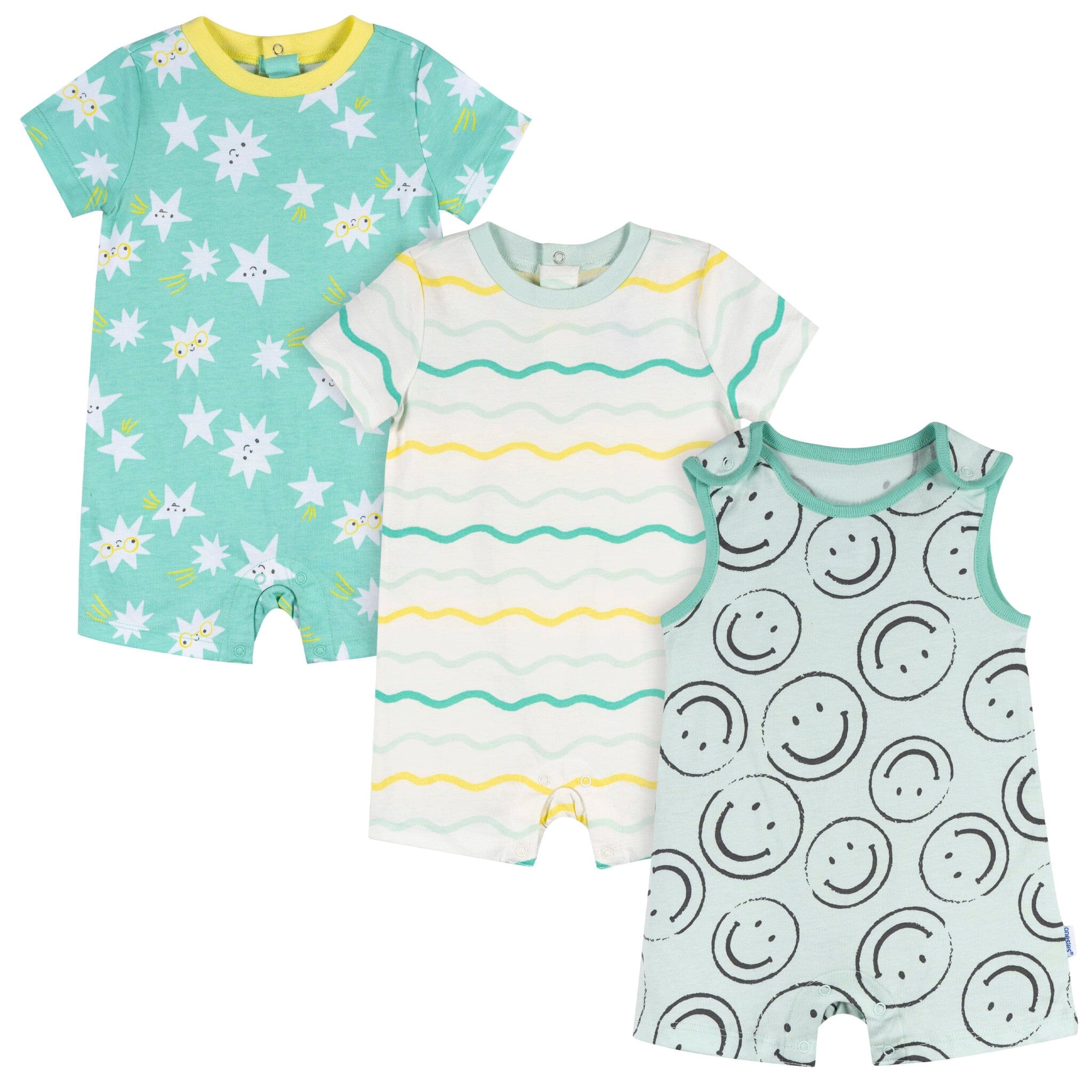 3 Pack Baby Neutral Smiles Rompers - Soft Cotton Bodysuits for Newborns & Infants - Perfect for Everyday Wear, Photo Shoots & Gifts