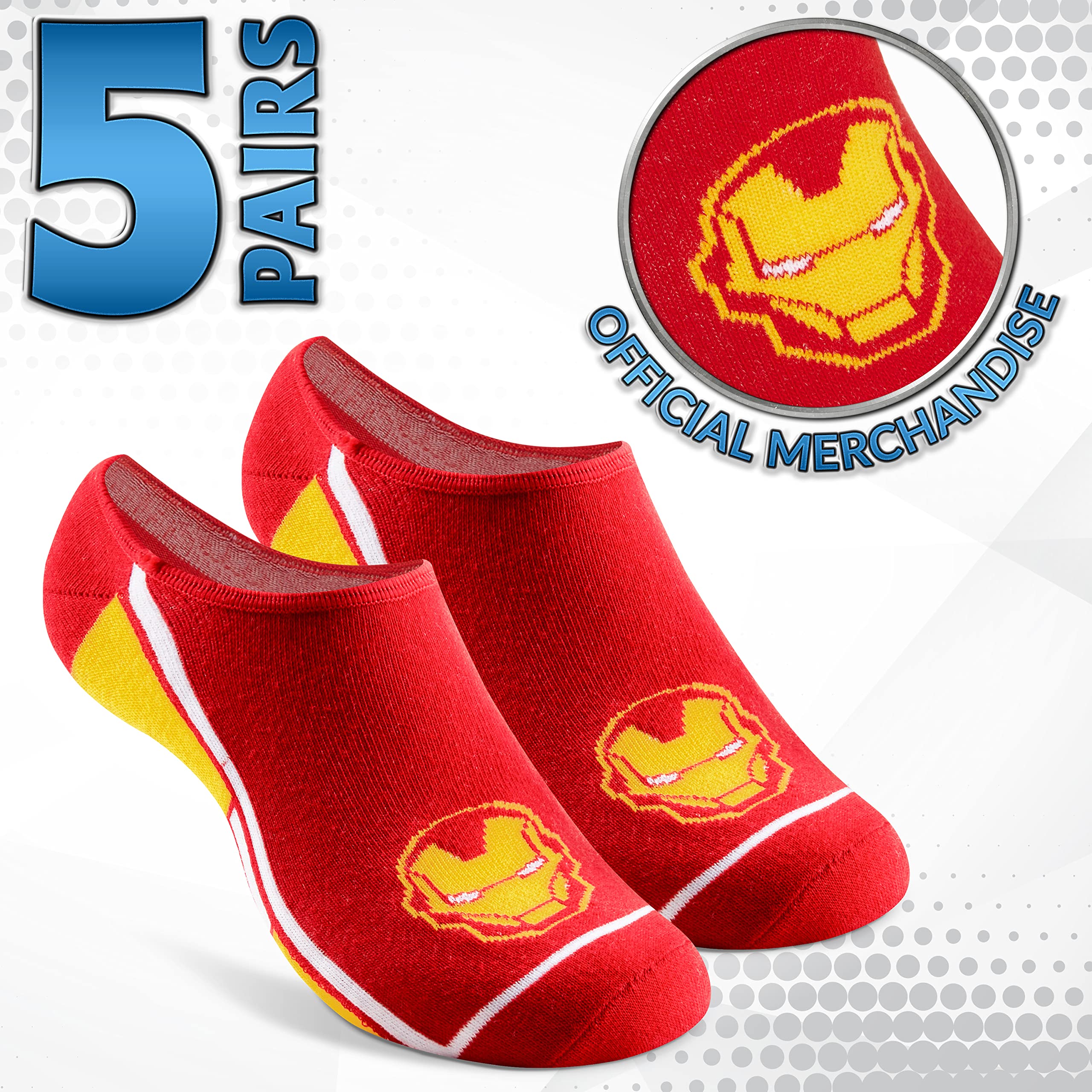 Marvel Avengers Boys' No Show Socks 5-Pack - Breathable Low Cut Socks for Kids - Perfect for School, Sports & Everyday Wear - Superhero Gifts for Boys