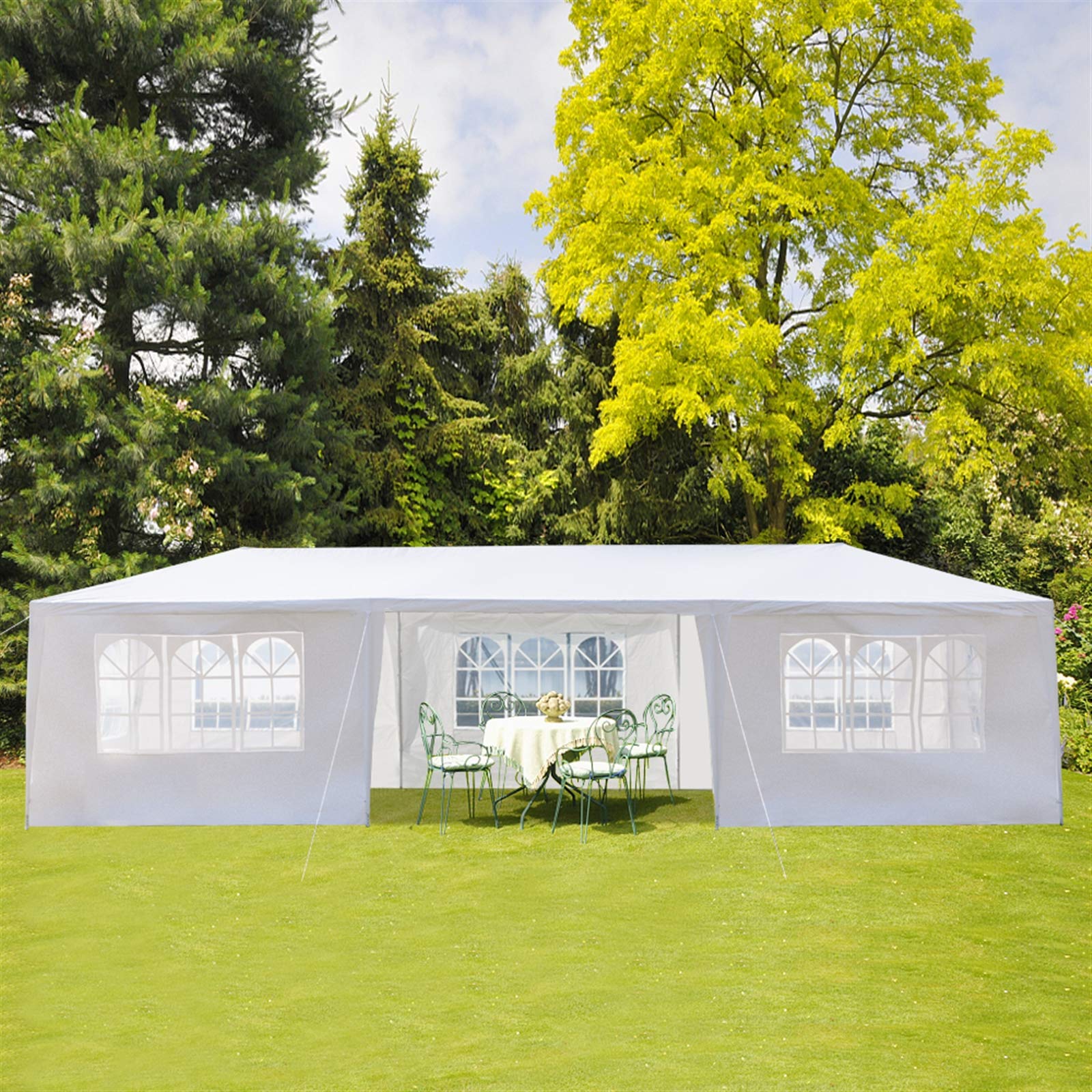 10' x 30' White Waterproof Outdoor Canopy Tent - Wedding Gazebo & Party Shelter with 5 Removable Sidewalls & Brighter Windows - Perfect for Backyard Events, Farmers Markets, Camping & Outdoor Gatherings
