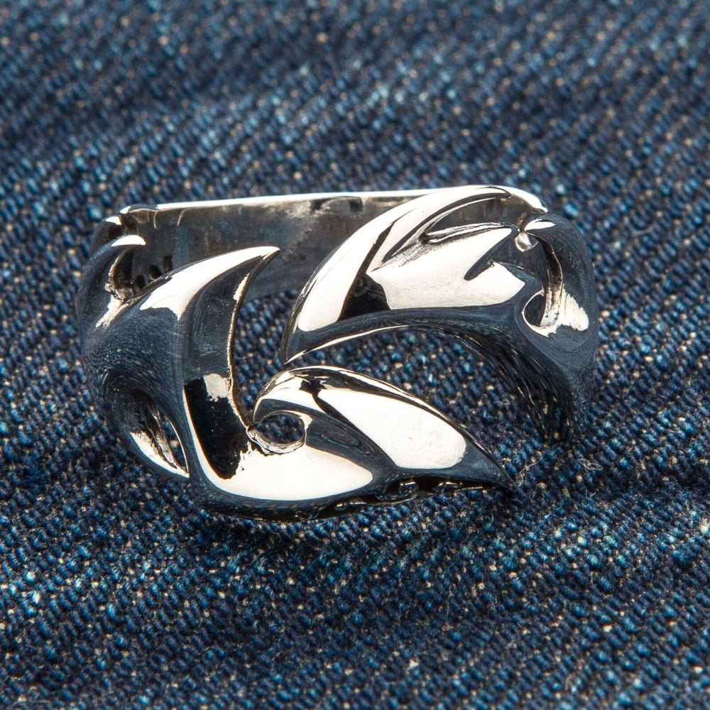 Flame Blade Tribal Tattoo Gothic Ring - Sterling Silver Men's Jewelry for Punk Rock, Gothic Fashion & Biker Style