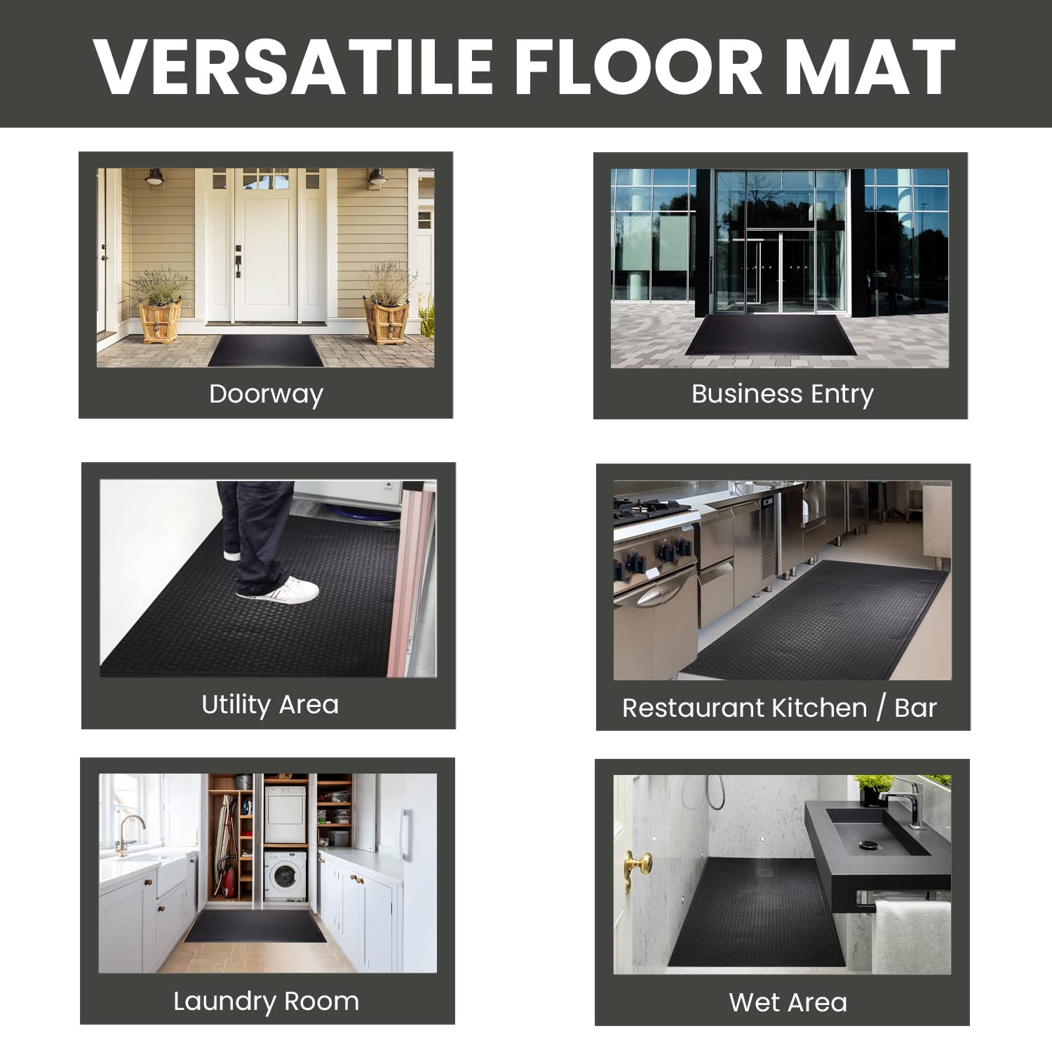 Envelor Heavy-Duty Maze Shoe Scraper Mat - 36x60 Inch Non-Slip Rubber Doormat for Indoor/Outdoor Use - Durable Floor Mat for Home Entrance, Garage & Commercial Spaces - Perfect for Mud, Snow & Dirt Removal