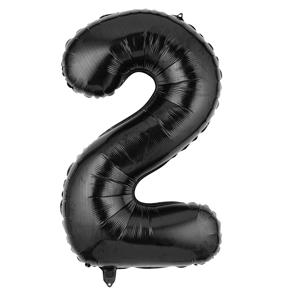 Balloonify Black Mylar Number 2 Balloon - 40 Inch Large Foil Balloon for Birthday Parties, Anniversaries & Celebrations (1 Count Box)