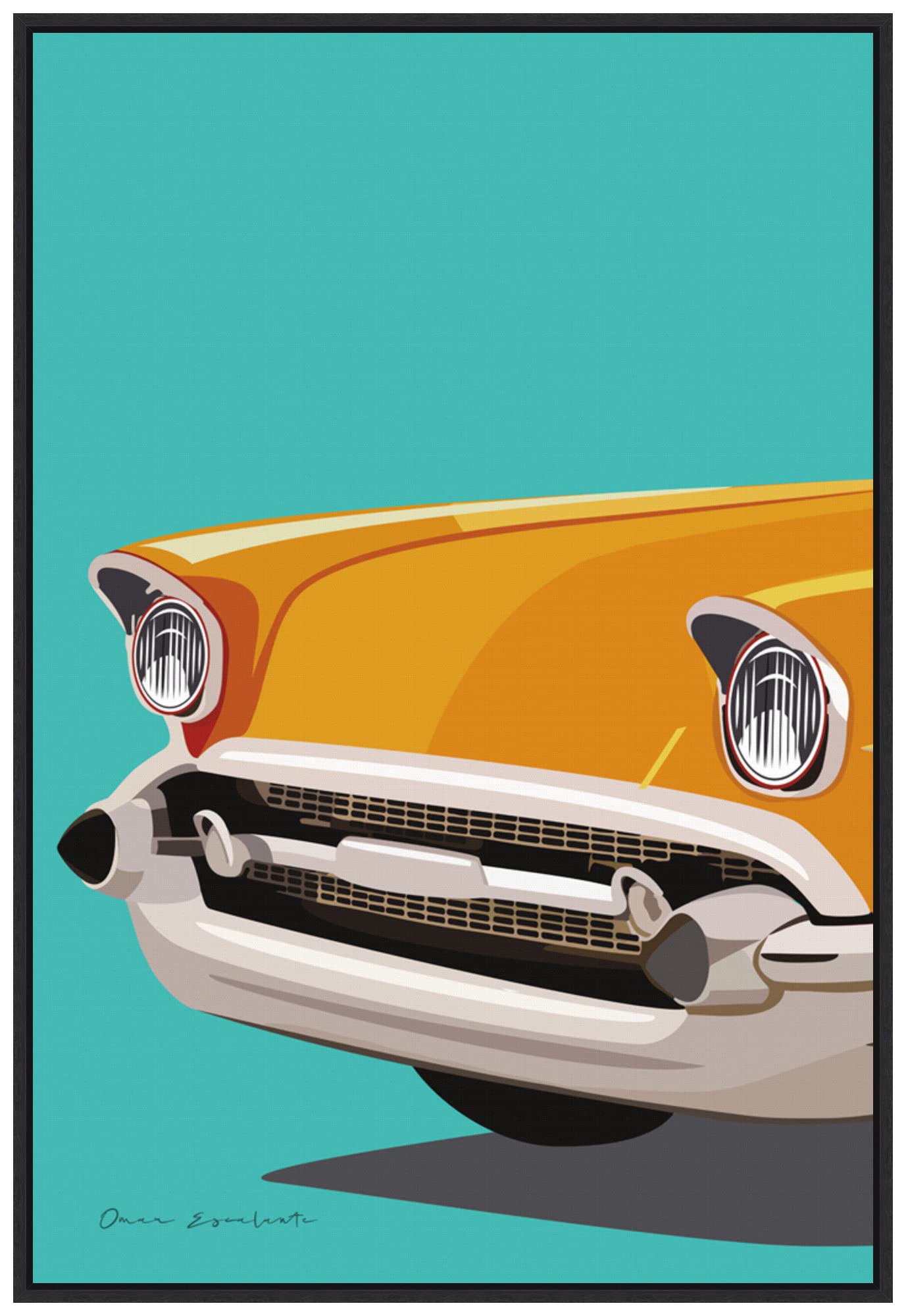 Amanti Art Framed Canvas Wall Art - 33x23 Vintage Car II by Omar Escalante | Transportation Artwork, Modern Home Decor | Large Framed Poster Painting for Living Room, Bedroom, Office & Bathroom | Perfect for Automotive Enthusiasts & Interior Design
