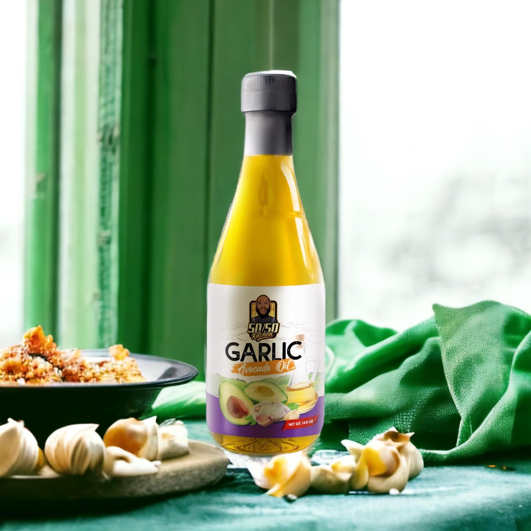 Organic Cold-Pressed Garlic Infused Avocado Oil - Premium Cooking & Salad Dressing for Healthy Meals & Gourmet Recipes