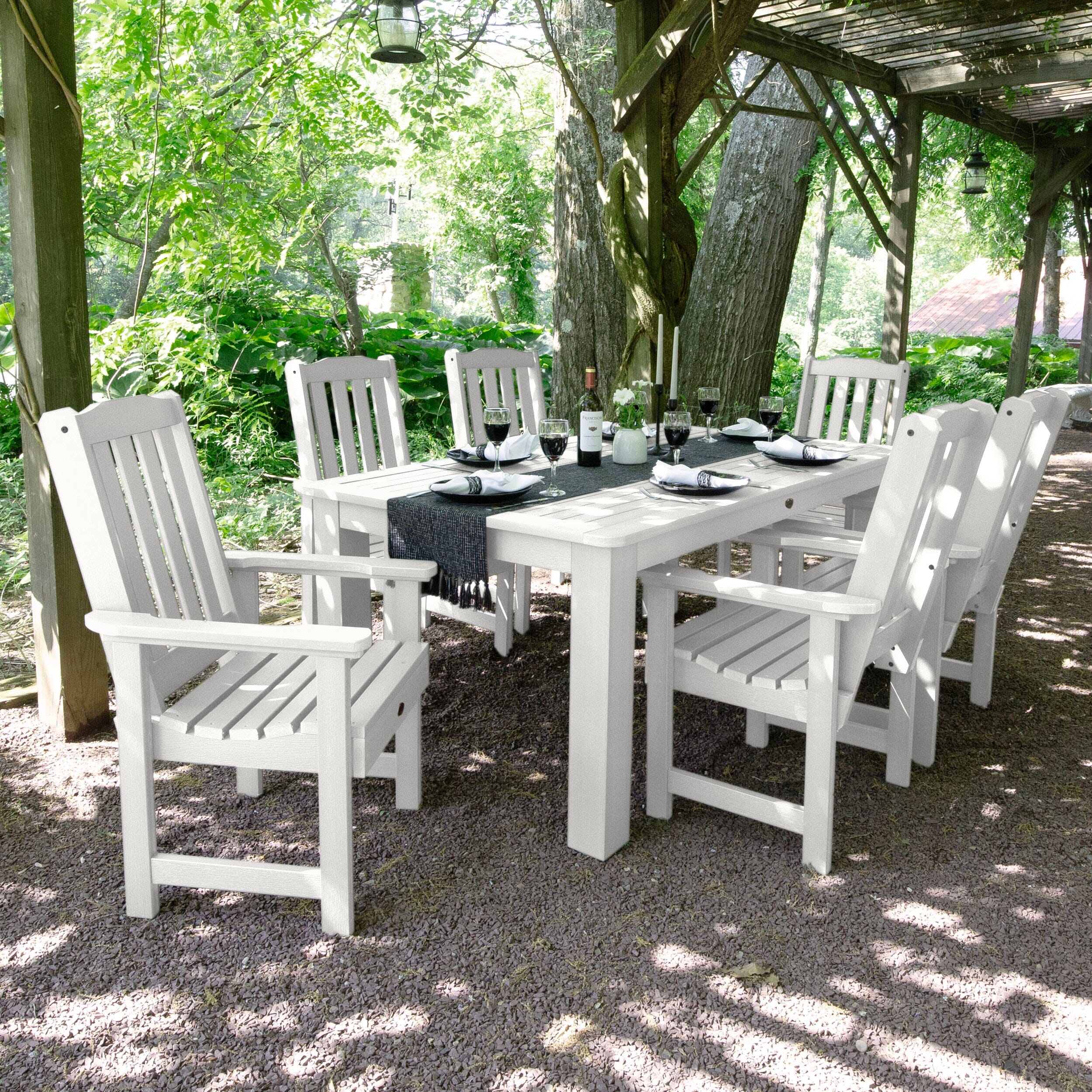 Lehigh 7-Piece Rectangular Outdoor Dining Set 42x72 Inches - Patio Furniture for Backyard, Garden, Poolside & BBQ Dining - Weather-Resistant Dining Height Table & Chairs