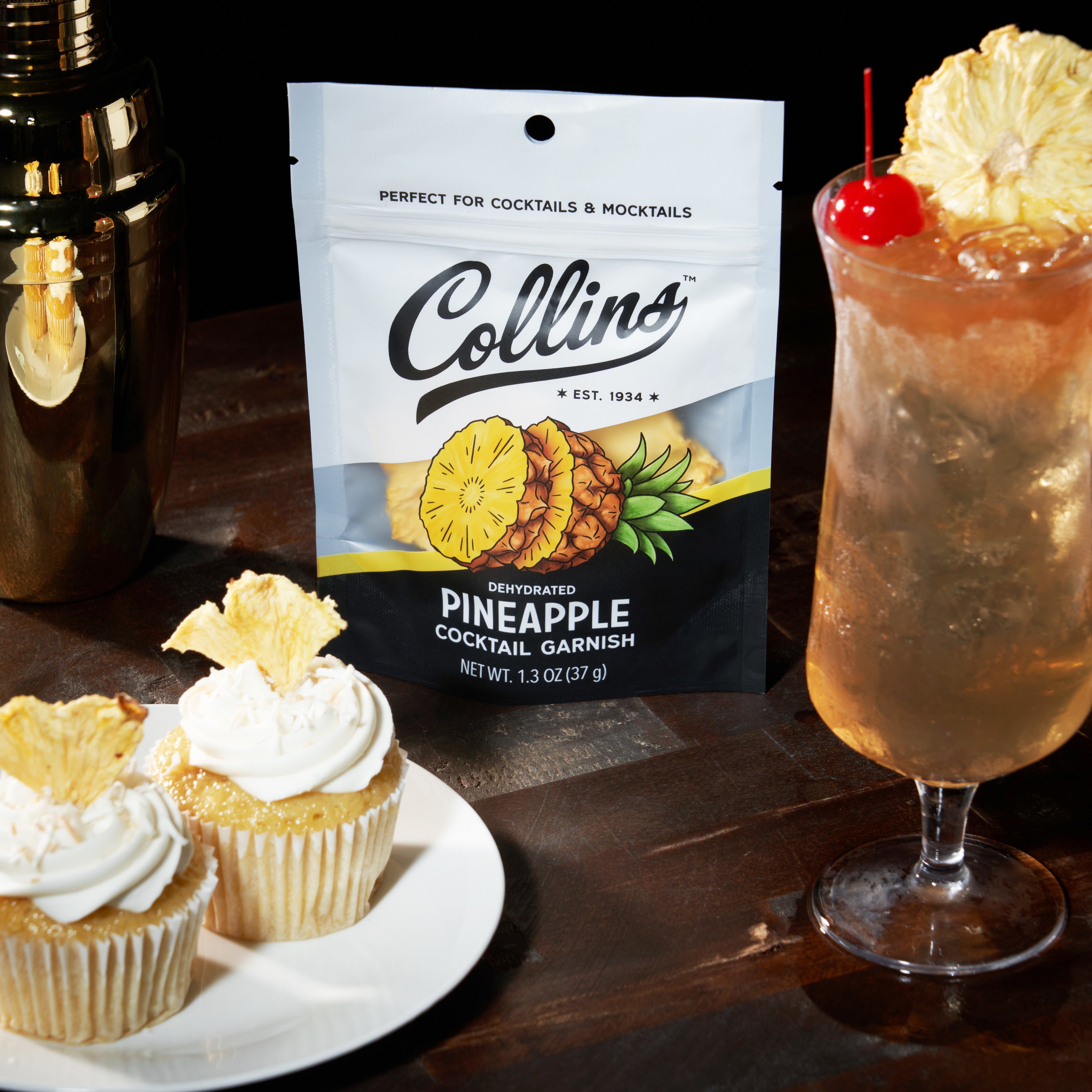 Dehydrated Pineapple Slices for Cocktails - 1.3 oz Dried Pineapple Garnish for Drinks, Mocktails & Desserts - Perfect for Home Bars, Party Decor & Baking