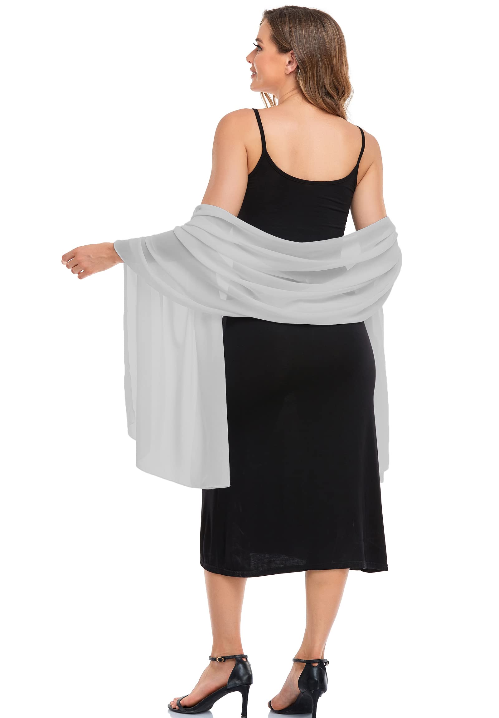 Elegant Sheer Chiffon Shawls for Women - Soft Silky Wraps for Evening Dresses, Wedding & Bridal Accessories - Perfect for Formal Events, Date Nights & Special Occasions