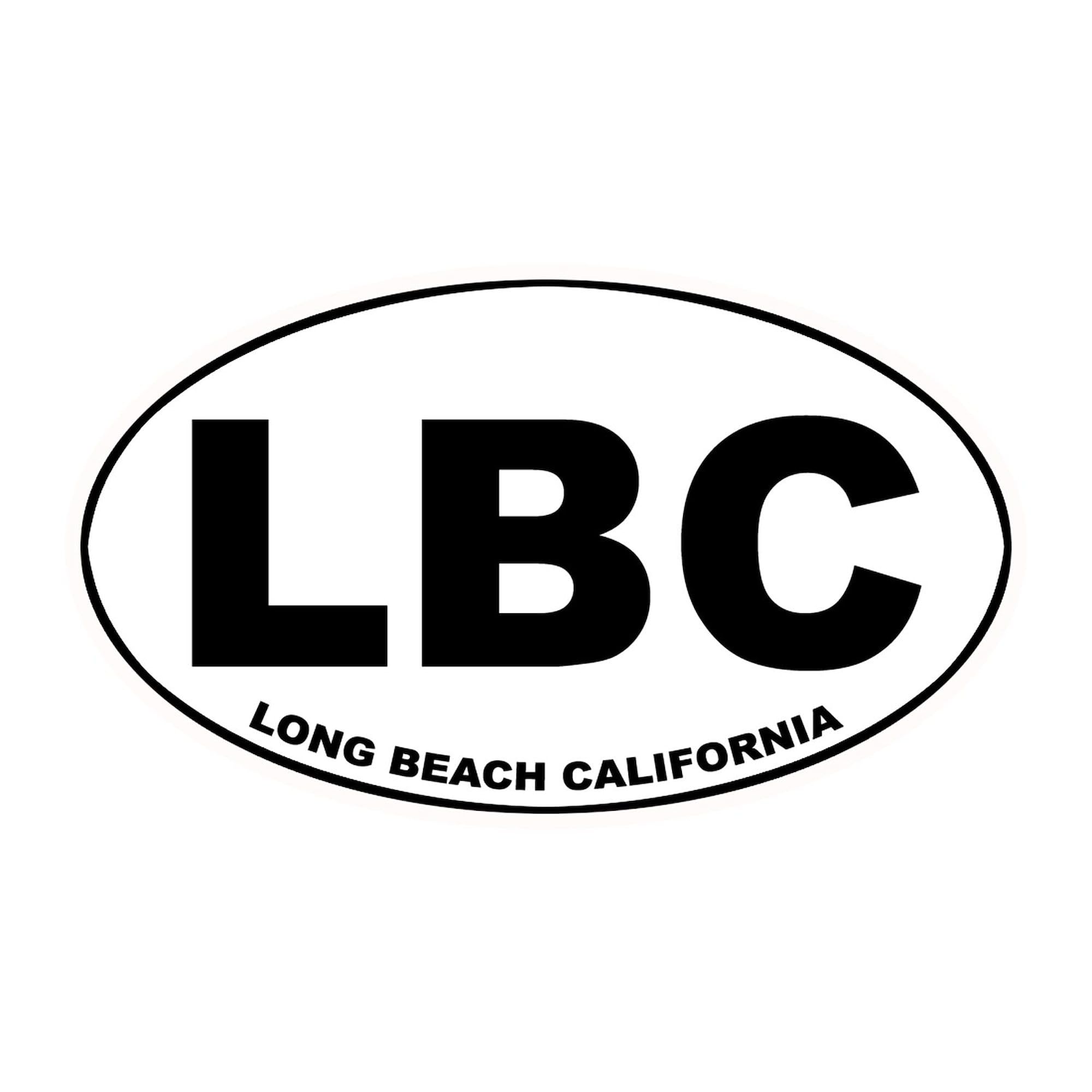 Long Beach CA LBC Oval Car Bumper Sticker - Waterproof Vinyl Decal for Cars, Laptops, Windows | Show Your Local Pride