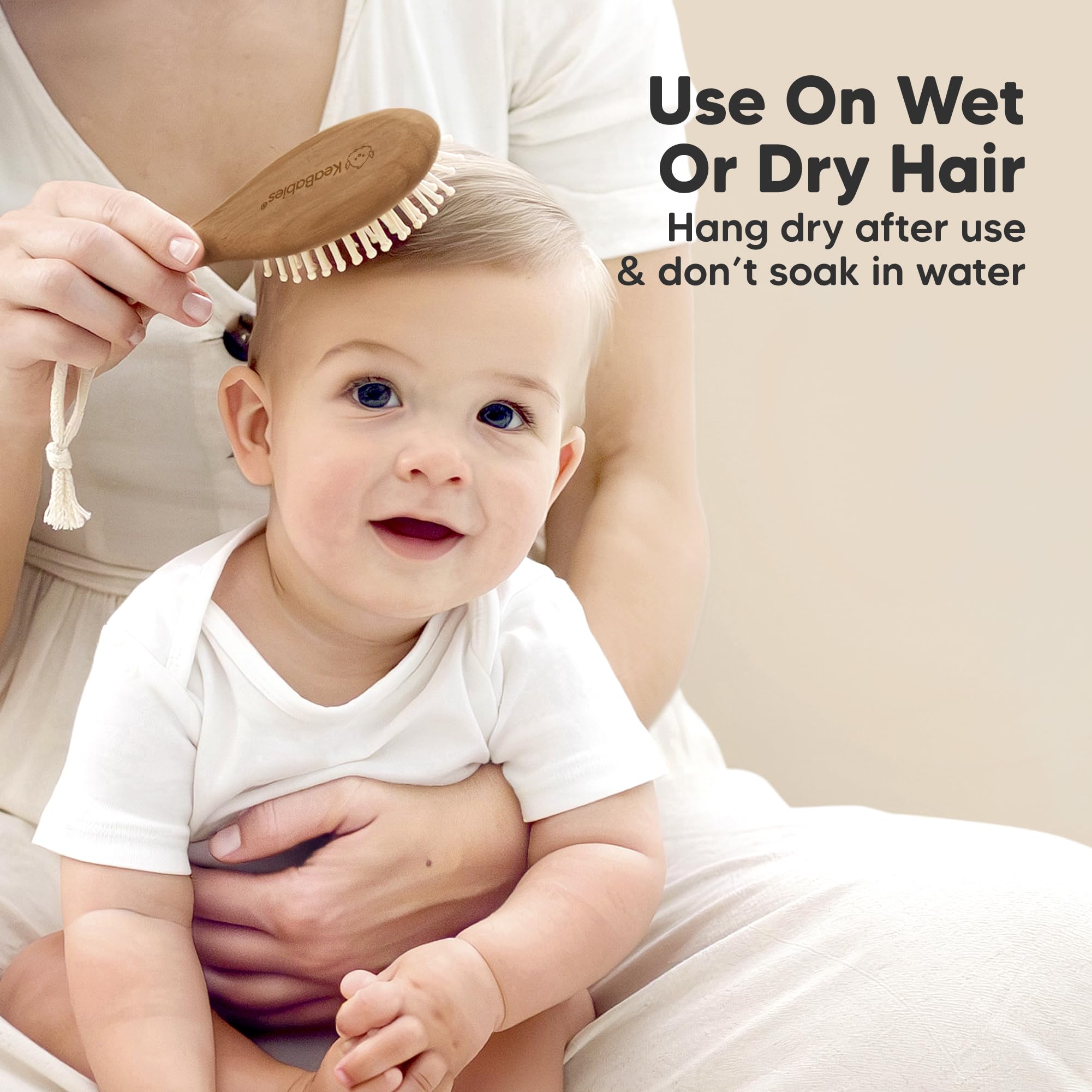 Wooden Baby Hair Brush & Comb Set for Newborns - Soft Goat Bristle for Gentle Hair Care at Home