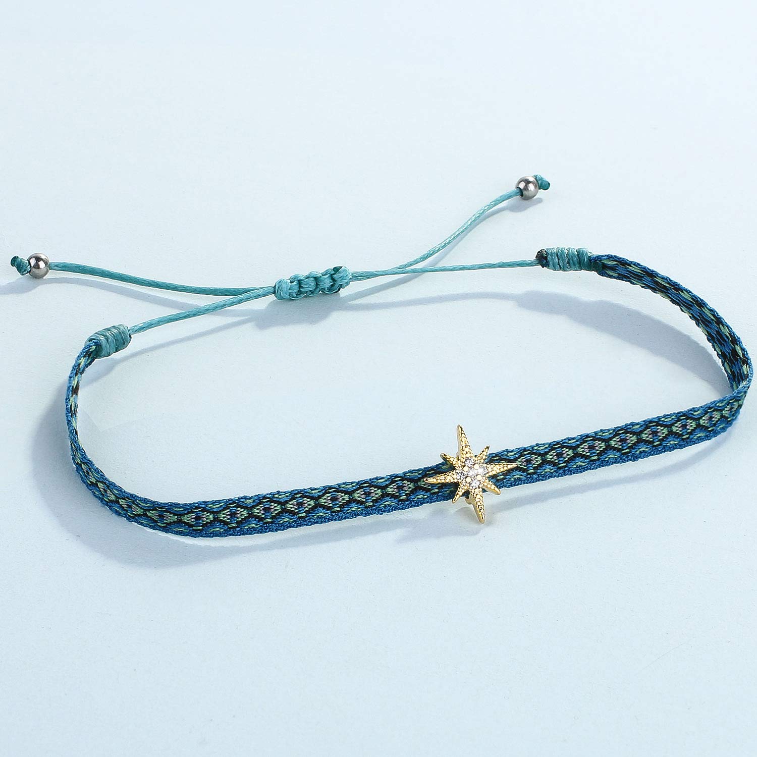 KELITCH Women's Adjustable Star Charm Friendship Bracelets - Colorful Silk Rope Stackable Bracelets for Best Friends, Sisters & Everyday Boho Style