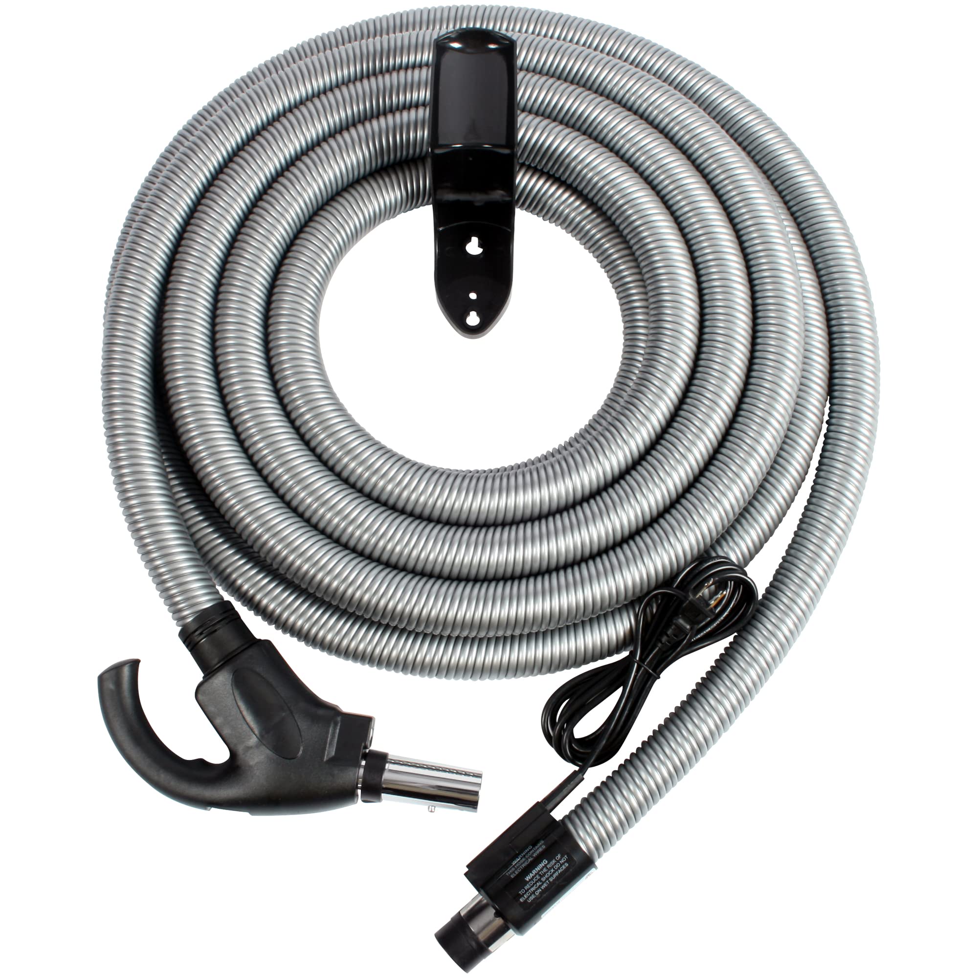 Cen-Tec Systems 35 Ft. Central Vacuum Pigtail Electric Hose with Flush Handle & Hanger - Perfect for Home Cleaning, Car Detailing & Workshop Use