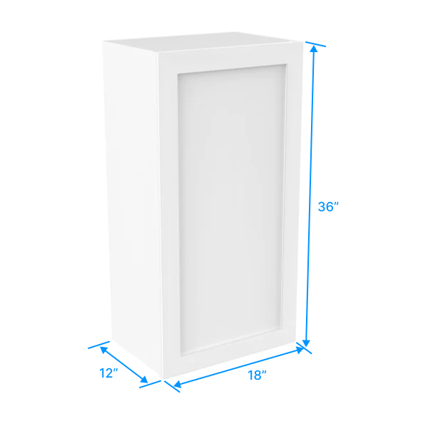 36 Inch White Shaker Wall Cabinet - 18W x 36H x 12D - Ready-to-Assemble (RTA) - Perfect for Kitchen, Bathroom & Laundry Room Storage