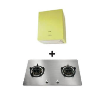 Ellane EH 2800 45cm Stainless Steel Box Range Hood with OS 802SV 86cm 2-Burner Gas Stove - Modern Kitchen Ventilation System for Home Cooking & Professional Chefs