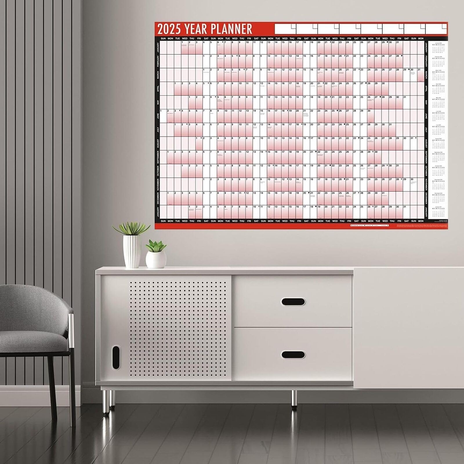 2025 Year Wall Planner - A1 Large 85cm x 58cm Laminated Calendar with Stickers & Dry Erase Marker | Perfect for Office, Classroom, Home Organization & Productivity Planning
