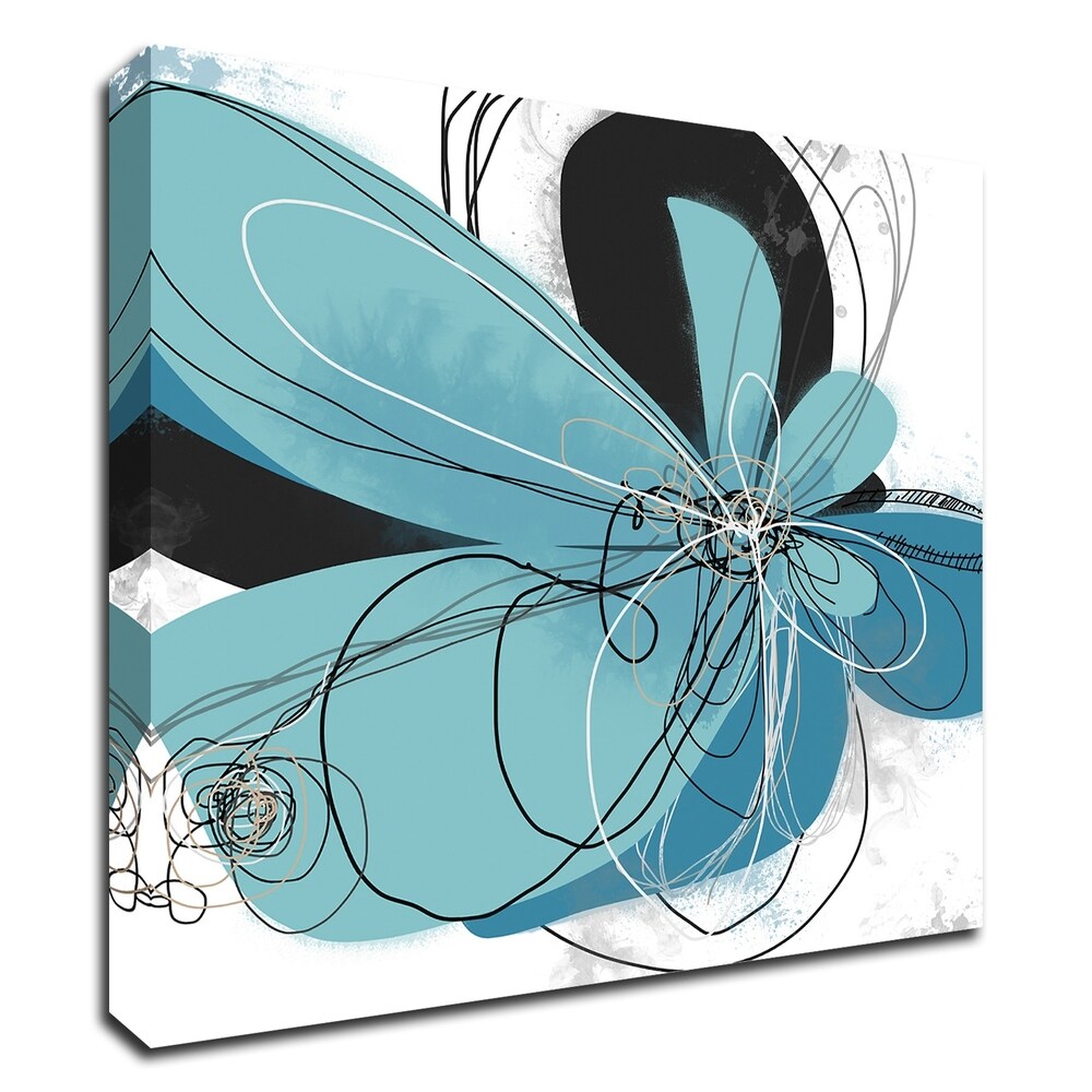 Azul Poetry 2 by Jan Weiss - Premium Canvas Wall Art Print - Ready to Hang Framed Painting - Modern Home & Office Decor for Living Room, Bedroom, Dining Area