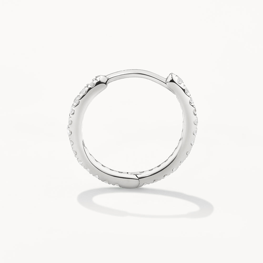 Diamond Helix Huggie Single Earring in Sterling Silver - Perfect for Cartilage Piercing, Everyday Wear & Special Occasions