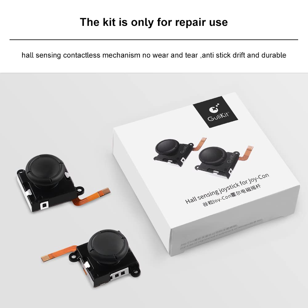 Original GeeekPi Guli Hall Joystick for Nintendo Switch JoyCon Replacement - No Drifting, Electromagnetic Stick, 50% Power Saving, High Precision Response, Replaceable Stick Cap - Perfect for Switch OLED Repair & Gaming (2-Pack)