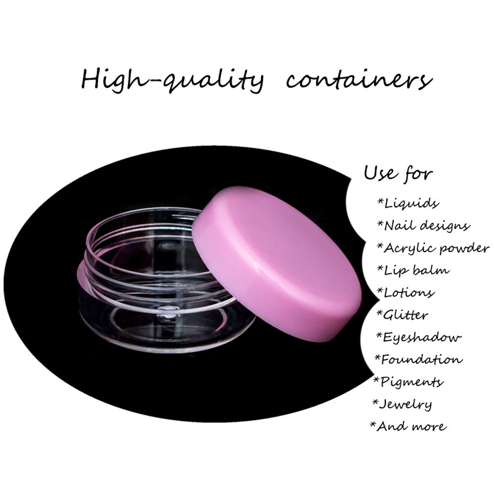 ZEJIA 10 Gram Refillable Empty Sample Jars with Lids - 40 Count Small Plastic Cosmetic Containers for Makeup, Skincare, Travel & DIY (Pink) - Perfect for Samples, Creams, Salves & Beauty Products