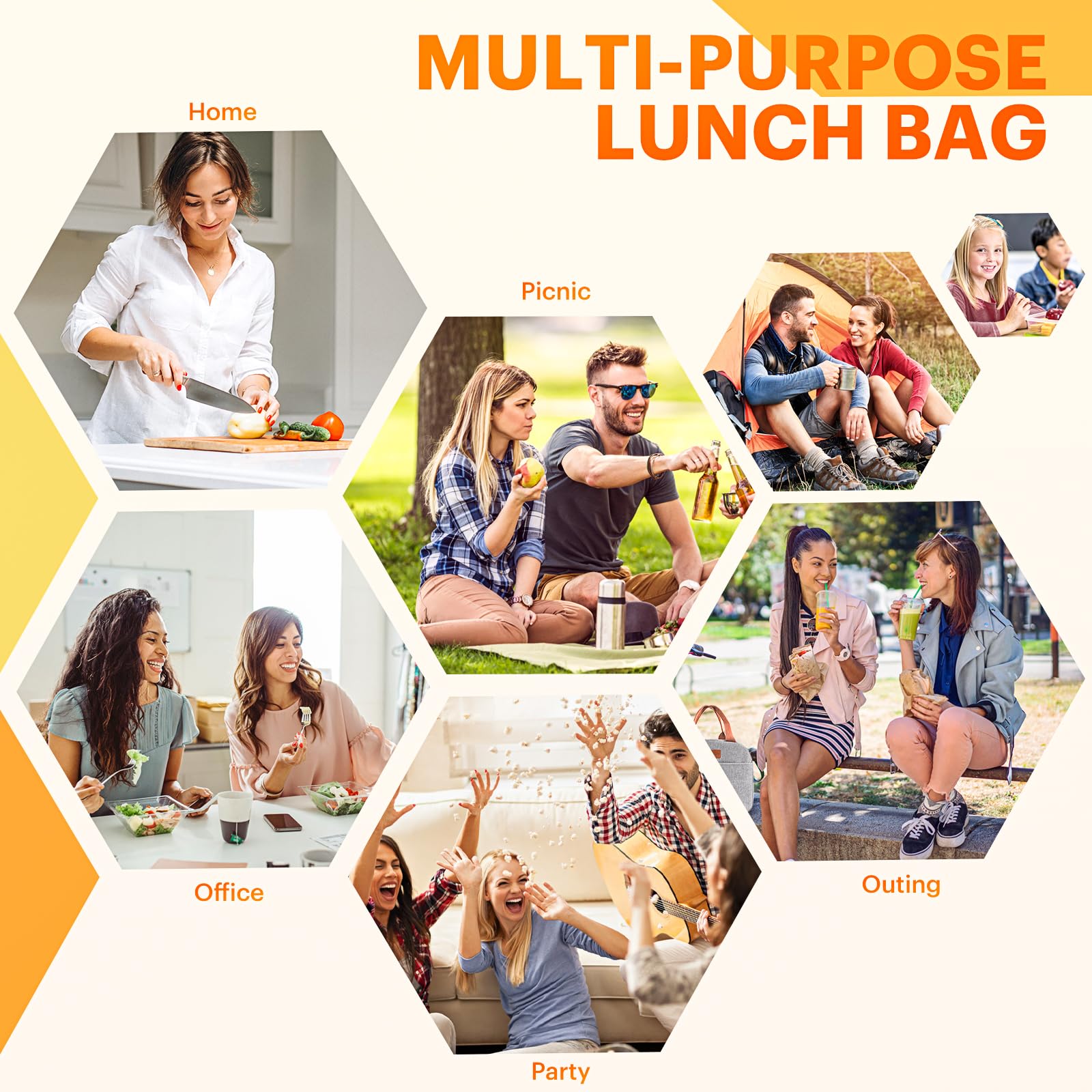 **Insulated Lunch Bag for Adults - Leakproof Cooler Lunch Box for Work, Travel & Outdoor - High Capacity Reusable Lunch Tote for Men & Women (Grey) - Perfect for Office, Picnics & Commuting**