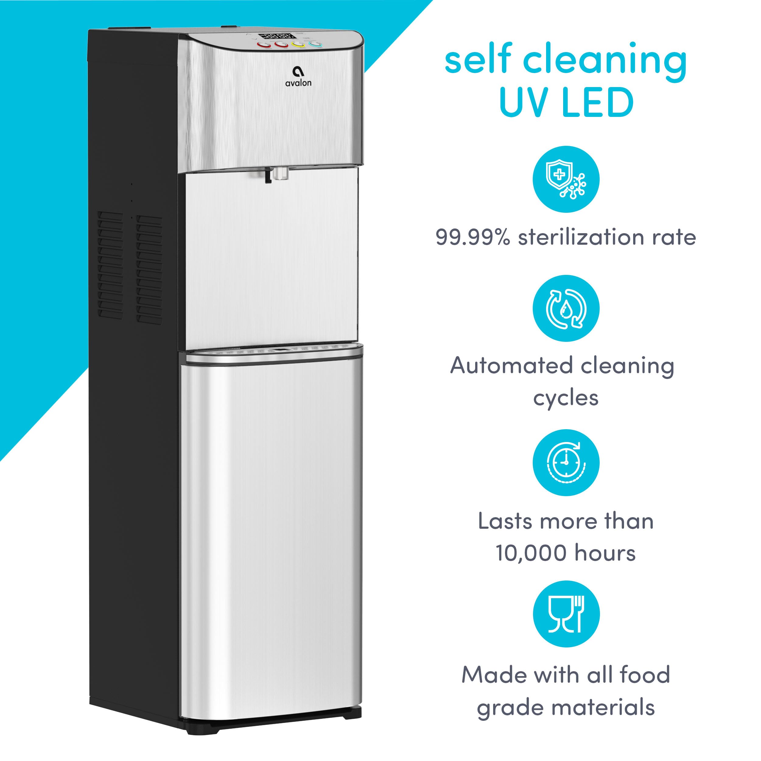 Avalon Electric Bottleless Water Cooler Dispenser - 3 Temperature Settings, Digital Display with Clock & Temp Control, Self-Cleaning Stainless Steel Water Dispenser for Home & Office Use